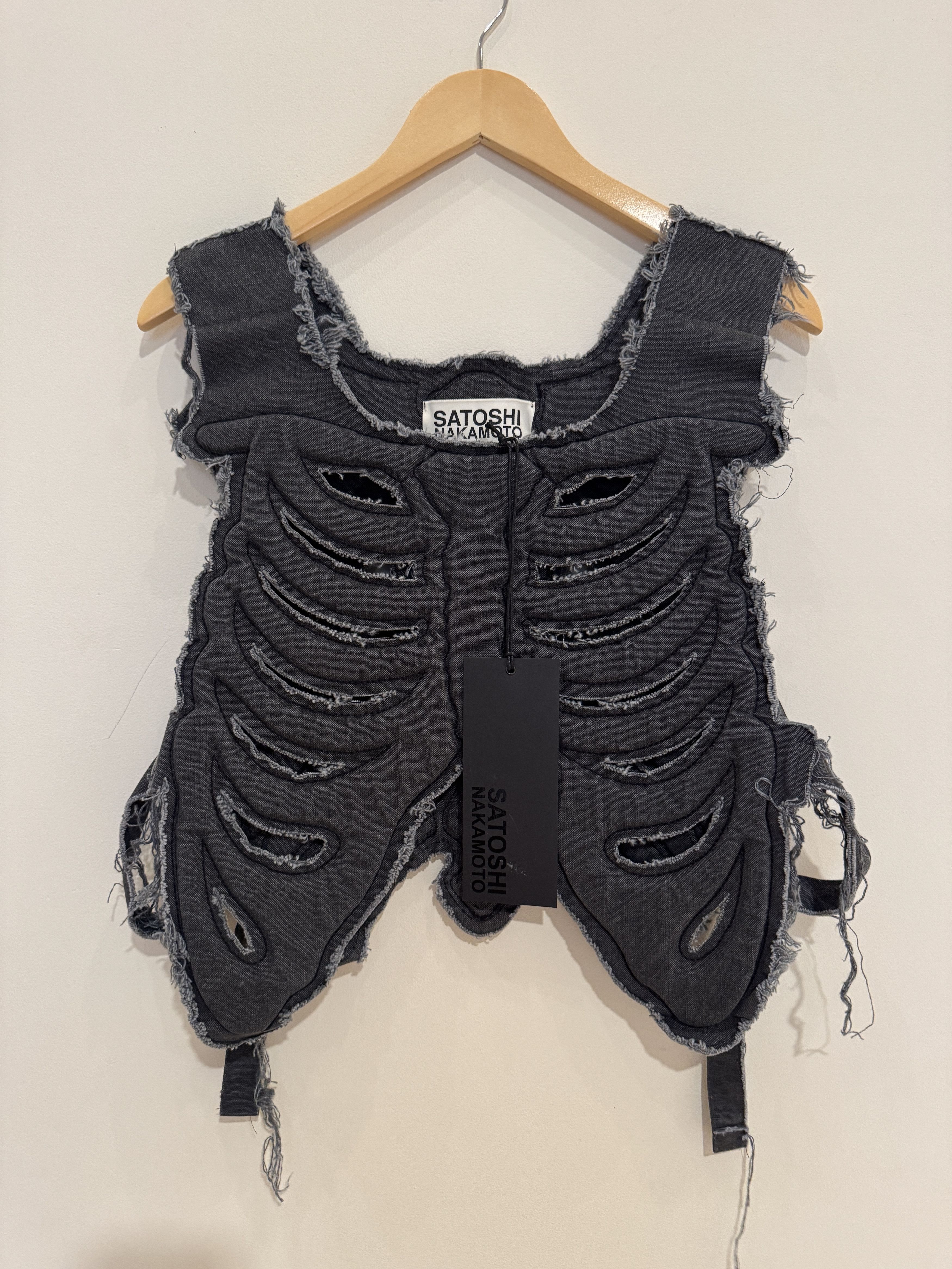 Satoshi Nakamoto SATOSHI NAKAMOTO SKELETON VEST (BLACK) BRAND NEW MSRP $1,500 Size US L / EU 52-54 / 3 - 1 Thumbnail