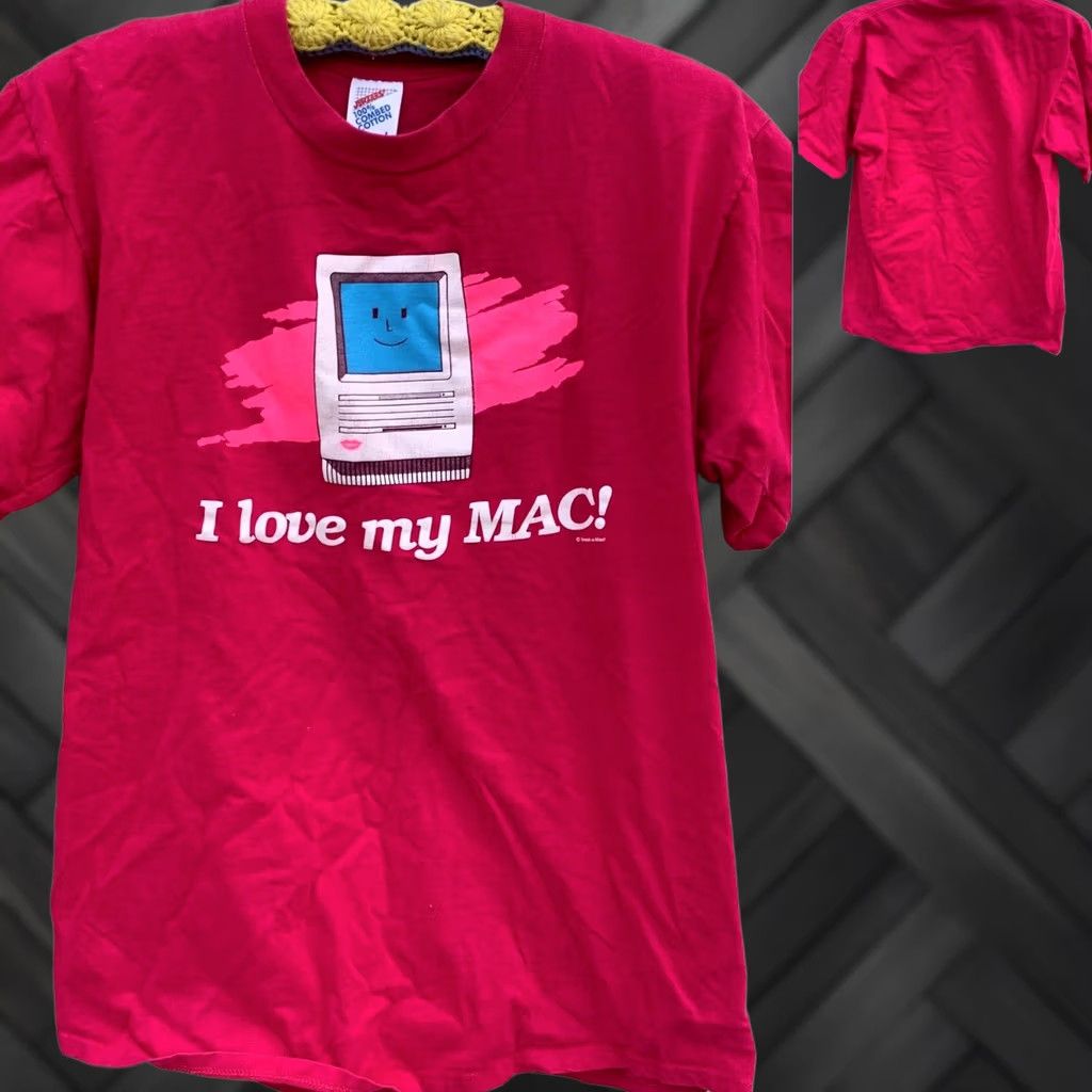 Jerzees VINTAGE I love my MAC! c Smack-a-Mac! T-Shirt L Men Pink 1990s Graphic Tee Jerzees Size US L / EU 52-54 / 3 - 1 Thumbnail