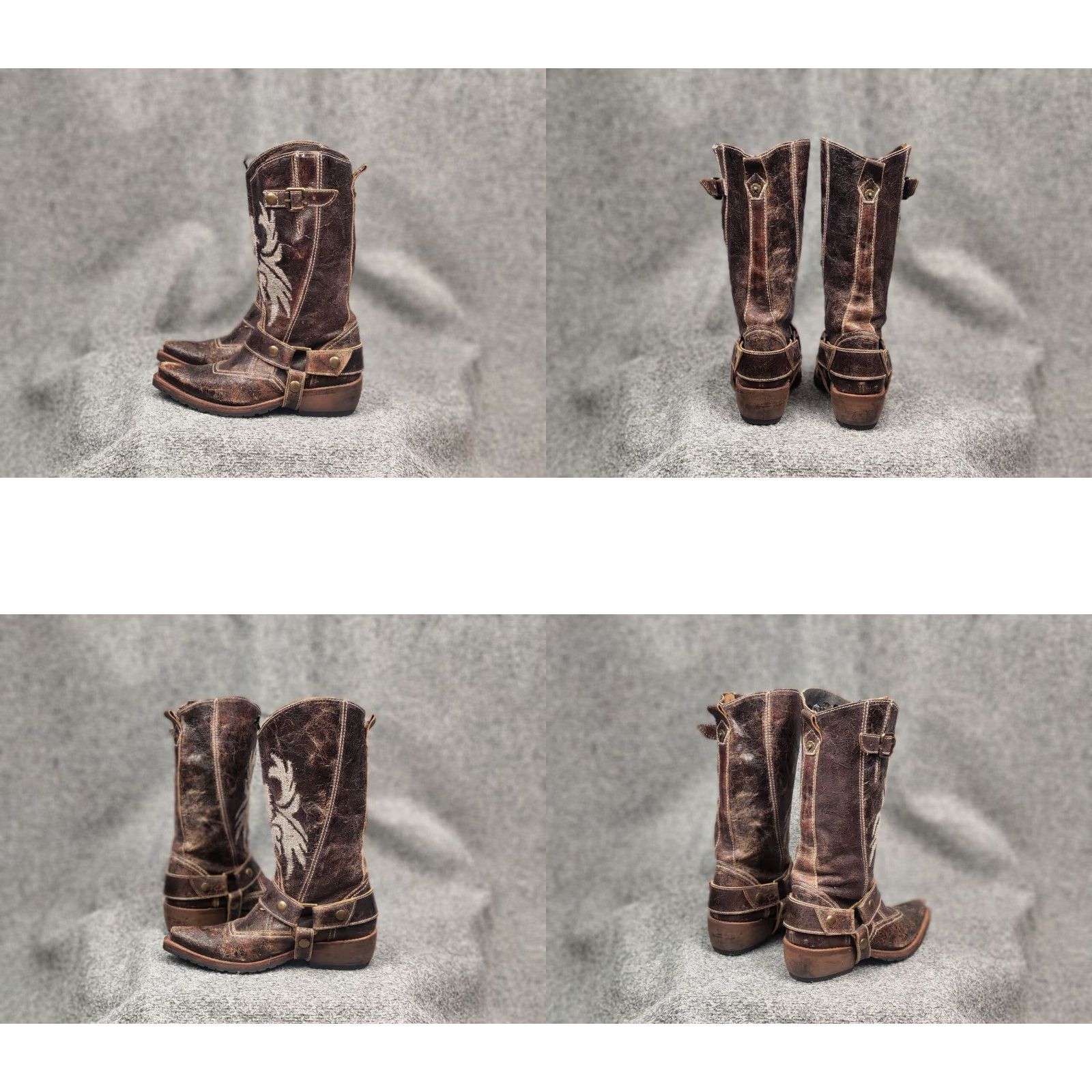 Vintage VINTAGE Sancho Boots Barbados Textured Embroidered Leather Logo Boot Women XS 6 Brown 90s Logo Buckle Mid-Calf Leather Sole Cuban Heel Size US 6 / IT 36 - 8 Thumbnail