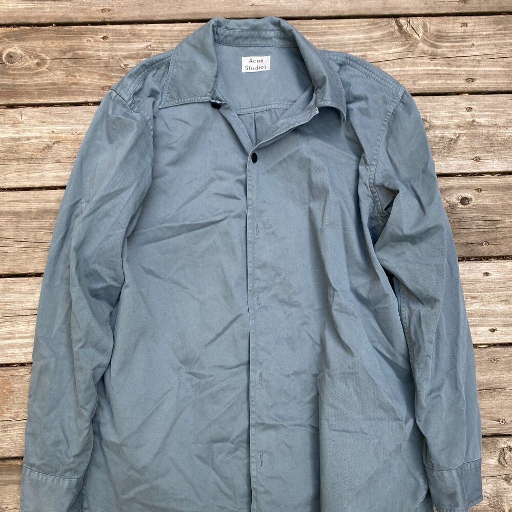 Acne Studios Acne Studios Oversized Cotton Overshirt Jacket Teal Blue Si Size US XL / EU 56 / 4 - 7 Thumbnail
