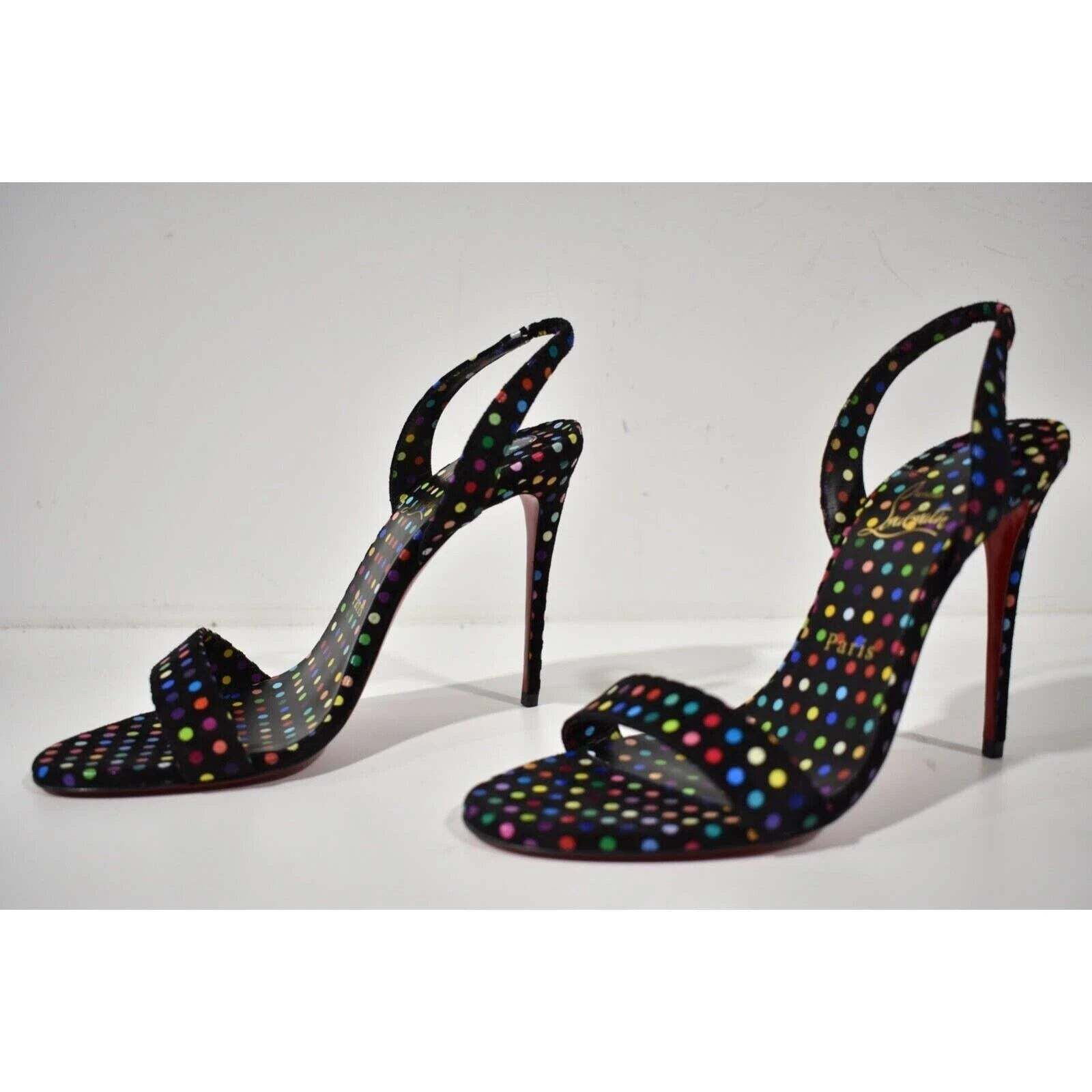 Christian Louboutin O Marylin 100 Black Polka Dot Slingback Sandal Heel Pump 39 Size US 9 / IT 39 - 9 Thumbnail