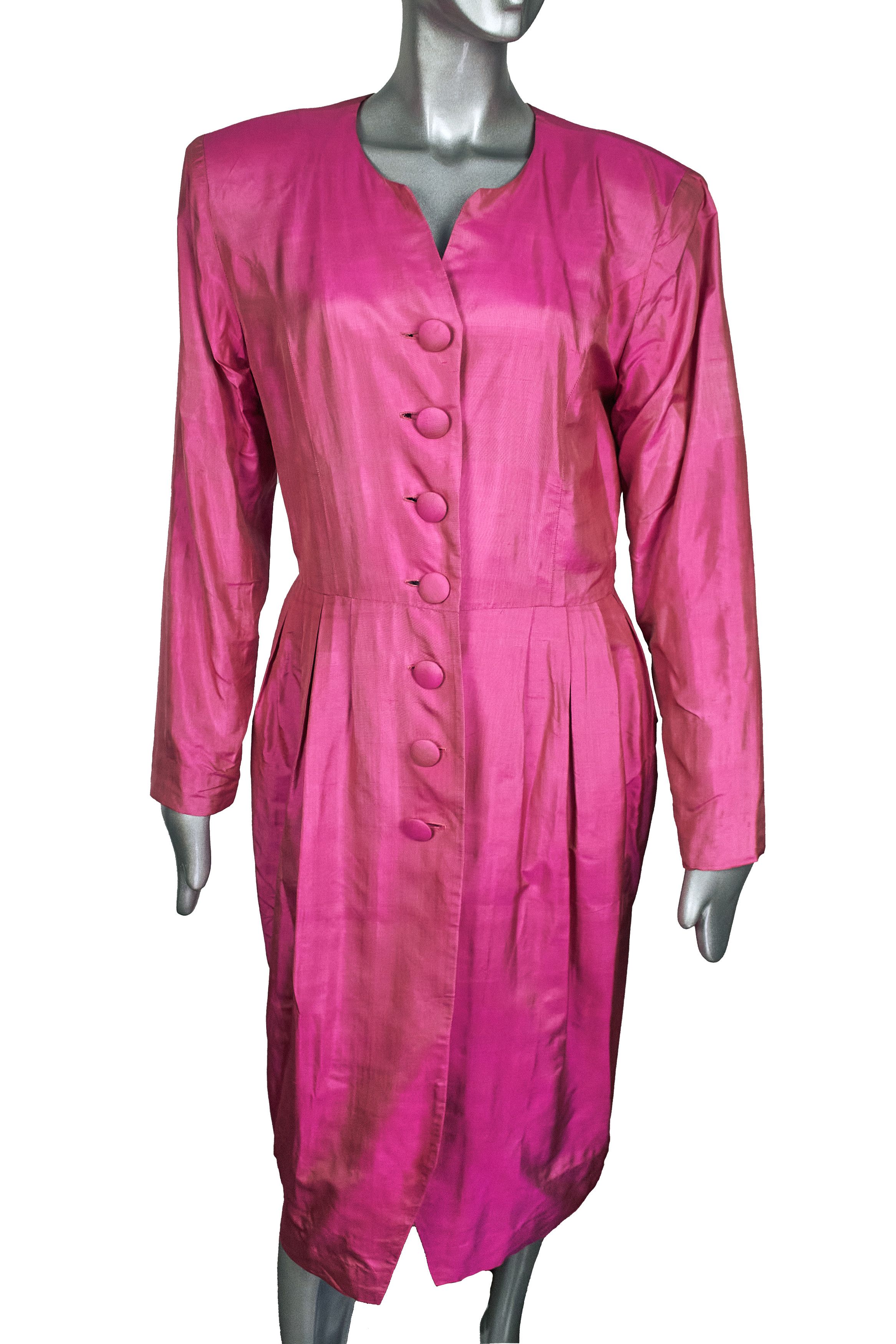 Vintage Vintage 80s Pink Silk Dress With Belt Size M / US 6-8 / IT 42-44 - 5 Thumbnail