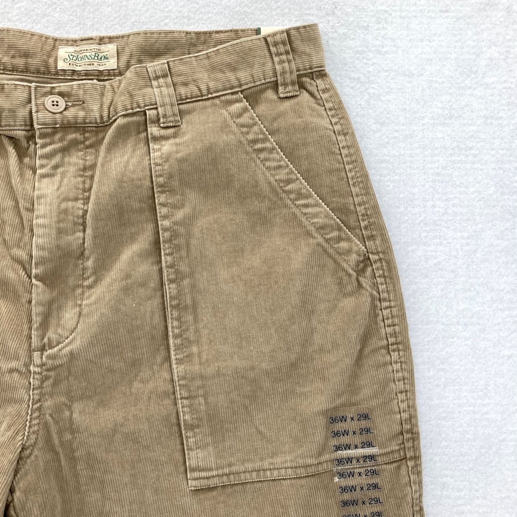 Vintage St Johns Bay Corduroy Pants Mens 36x29 Khaki Beige Straight Leg Mid Rise Casual Size US 36 / EU 52 - 3 Thumbnail