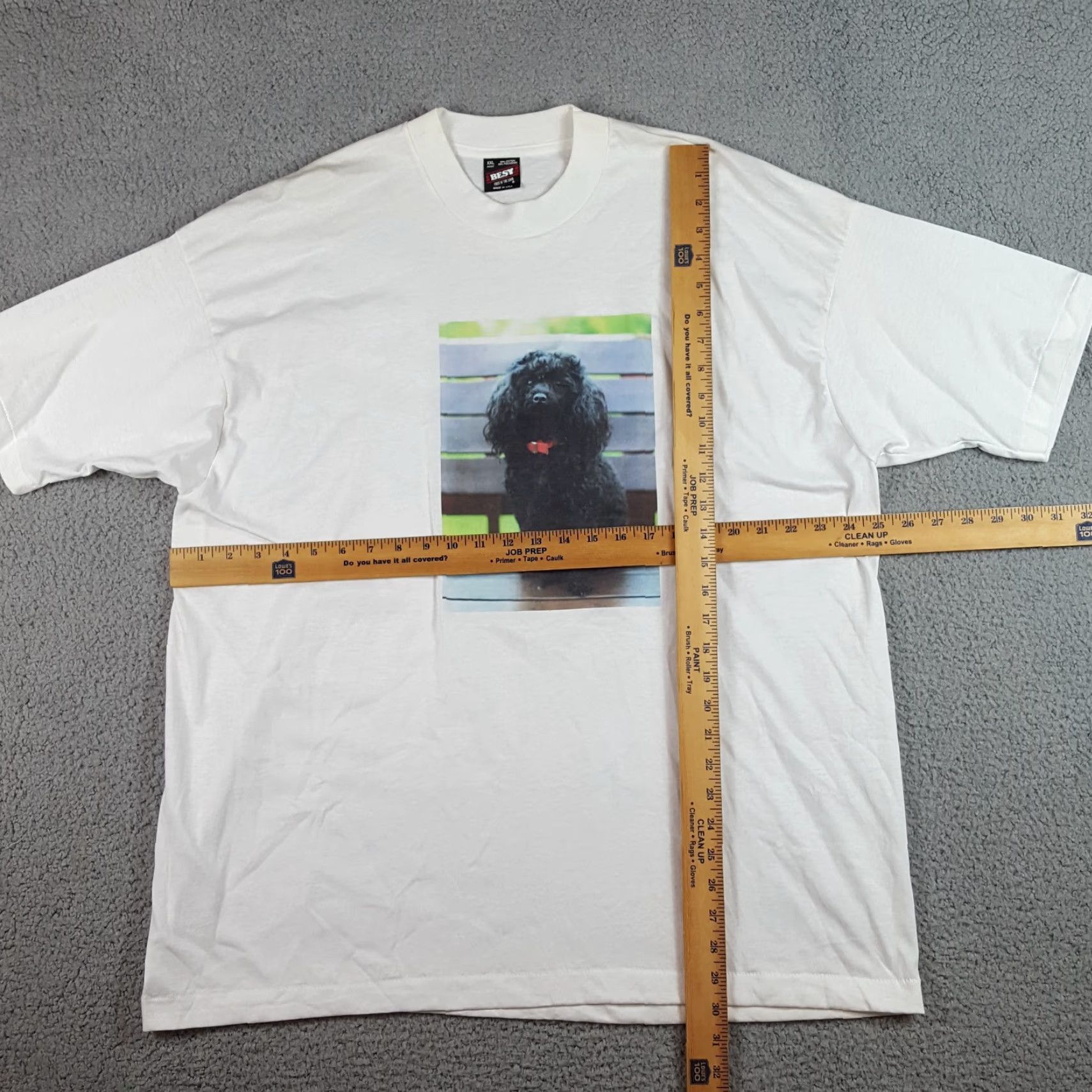 Fruit Of The Loom VINTAGE Fruit of the Loom T-Shirt Men 2XL White Dog Print Poodle Labradoodle Cute 90s Retro Size US XXL / EU 58 / 5 - 8 Thumbnail
