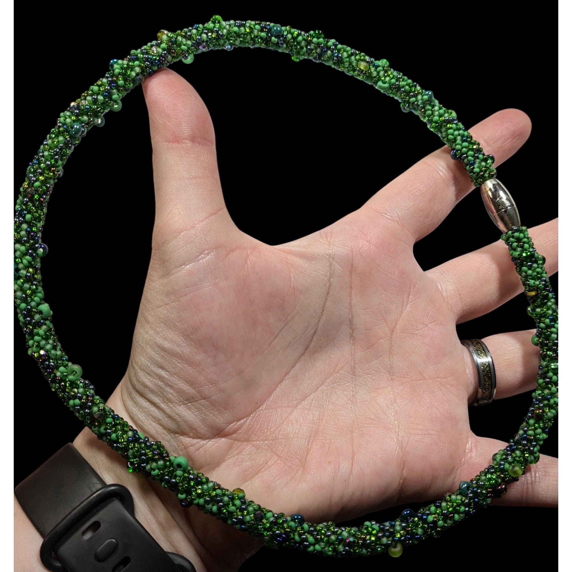 Other Fantasy Fairycore Green Glass Beaded Collar Necklace Size ONE SIZE - 3 Thumbnail