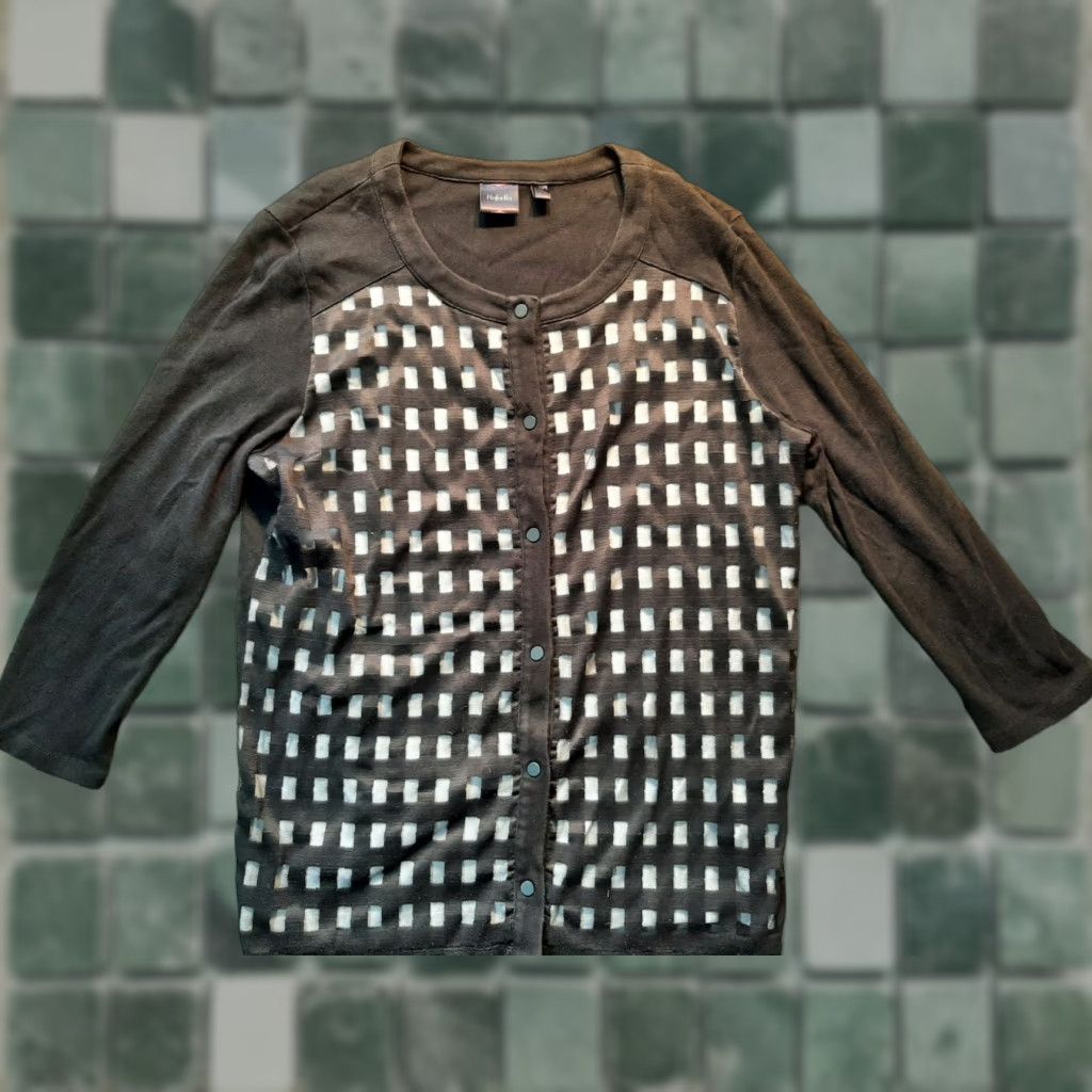Vintage Rafaella Studio Shirt Women L Black Long Sleeve Snap Closure Regular Modern Knit Pop Size L / US 10 / IT 46 - 1 Thumbnail