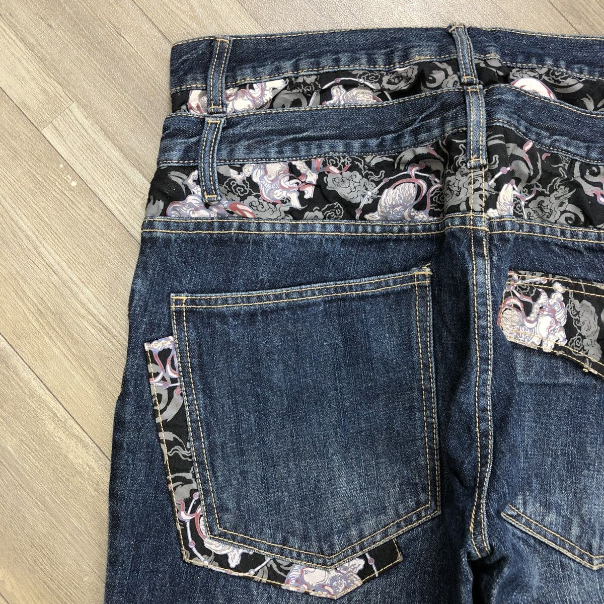 Ed Hardy 2000s Japanese Brand Double Waist Phoenixs Embroidered Jeans Size US 32 / EU 48 - 10 Thumbnail