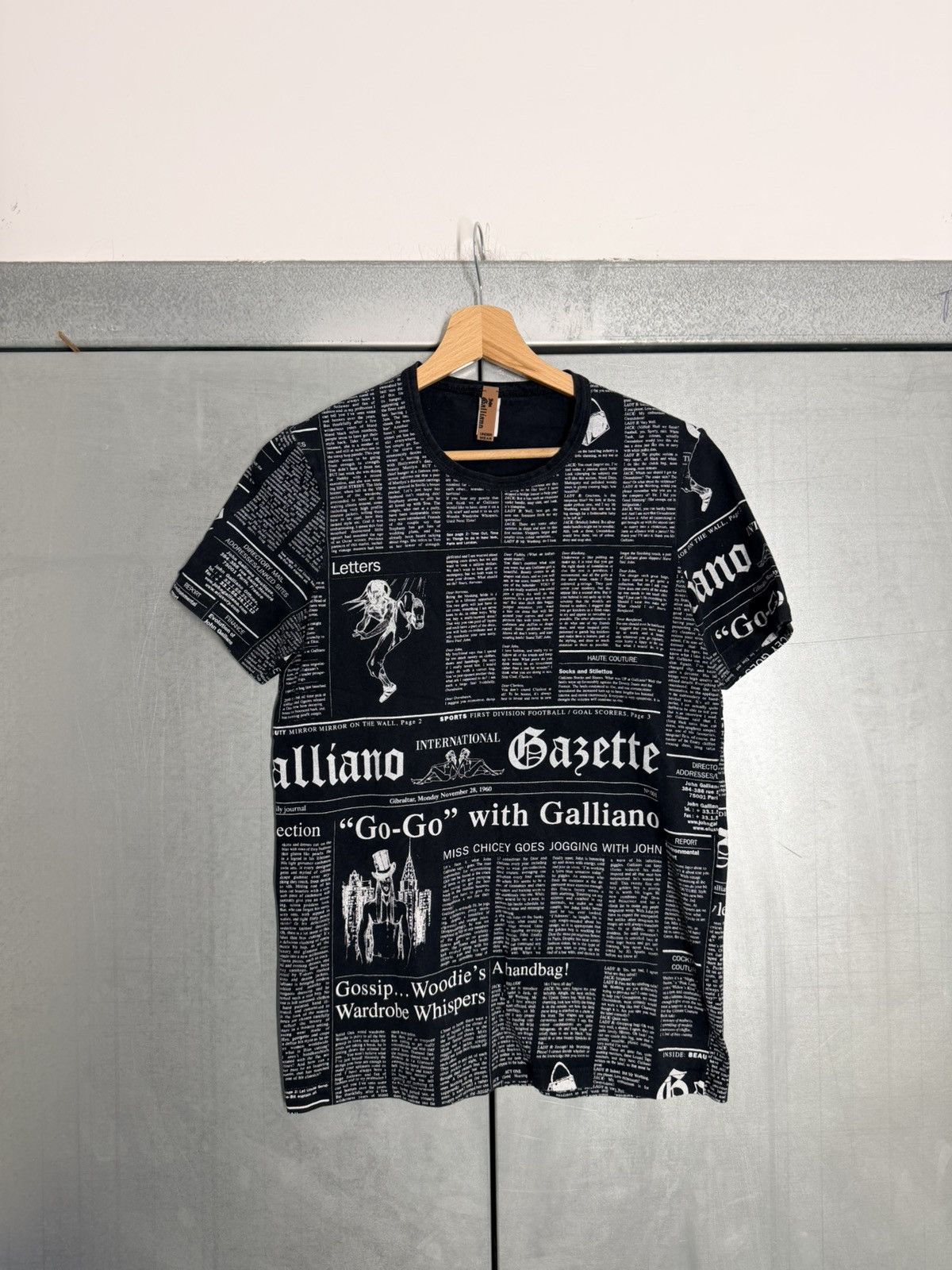 John Galliano John Galliano Iconic Newspaper Fullprint T Shirt
