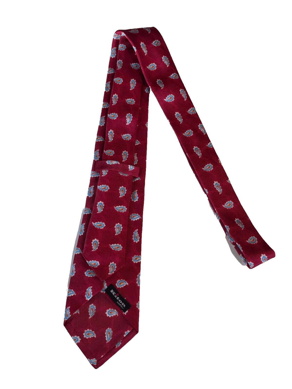 Kiton Kiton 7 Fold Neck Tie Red Blue Paisley Abstract Silk 3.5x59" Size ONE SIZE - 3 Thumbnail
