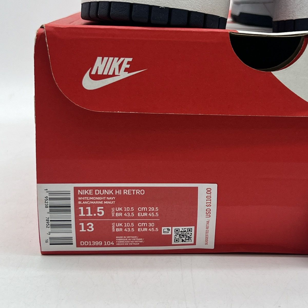 Nike Nike dunk high midnight navy Size US 11.5 / EU 44-45 - 6 Thumbnail
