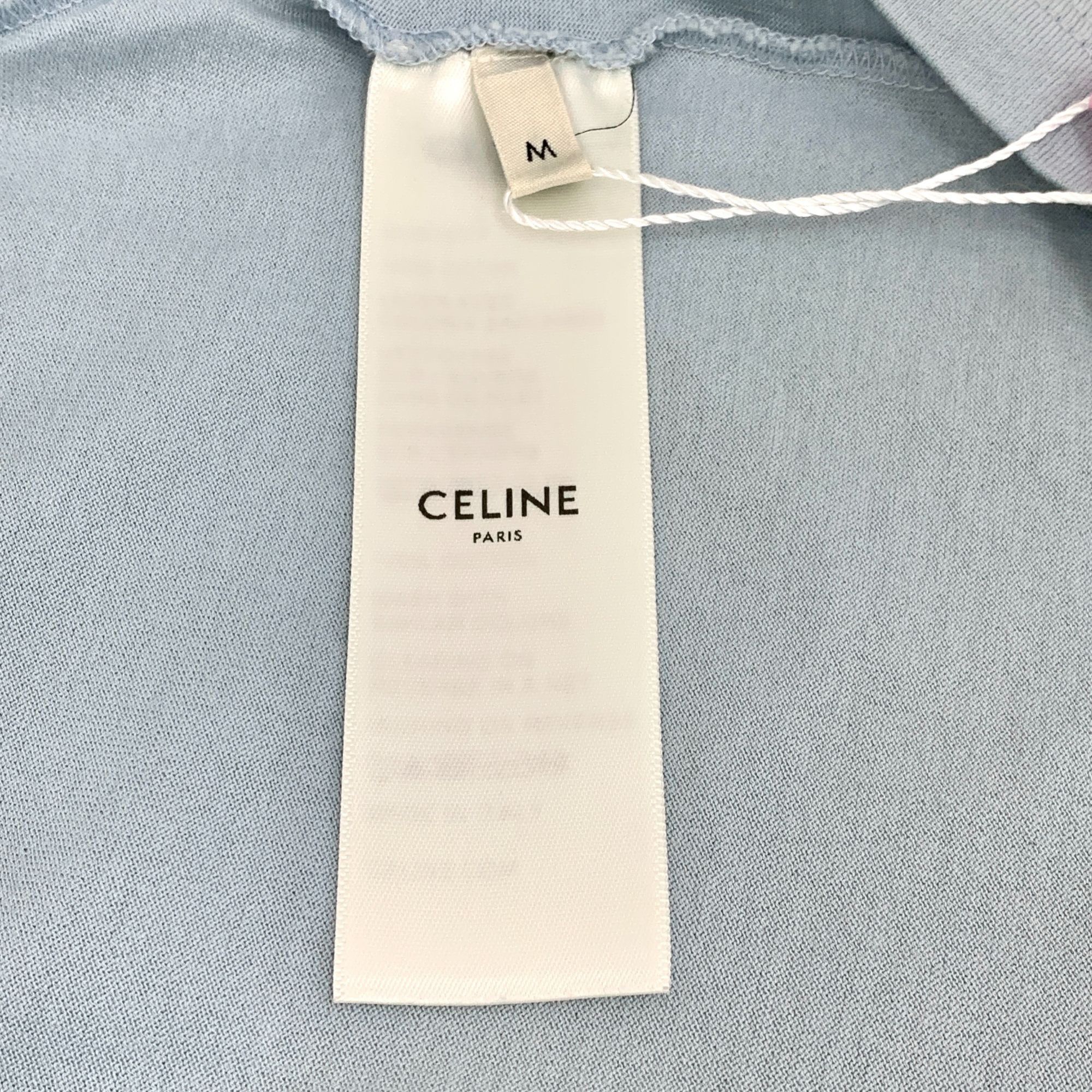 Celine Celine Light Blue Letter Printed Cotton Round-Neck Short-Sle Size M / US 6-8 / IT 42-44 - 4 Thumbnail