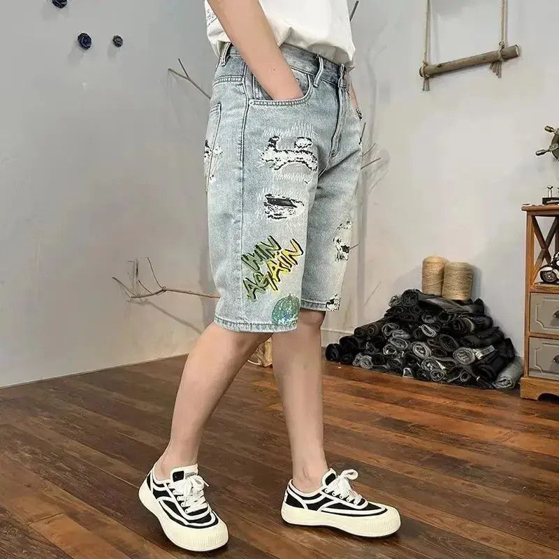 Japanese Brand Retro graffiti printed denim shorts Size US 32 / EU 48 - 3 Thumbnail