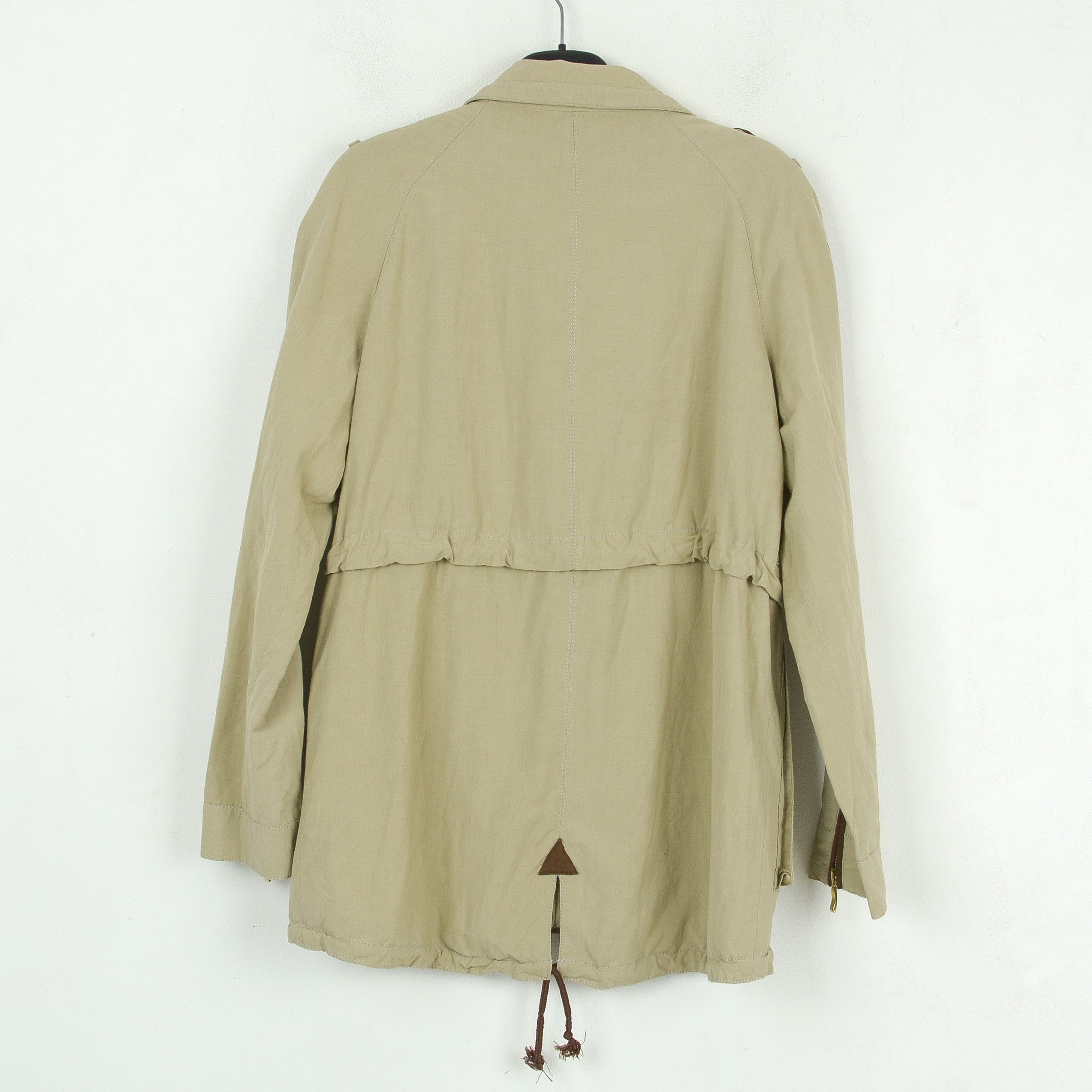 Zara linen Jacket Collared Coat Trench Zip Beige Outerwear Top Size M / US 6-8 / IT 42-44 - 2 Thumbnail