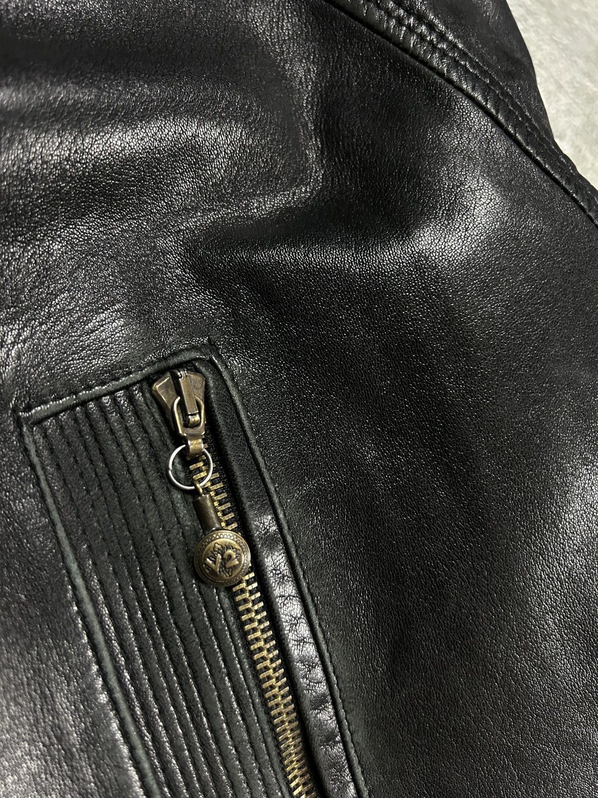 Versace Versace V2 leather coat jacket sherpa black 90s Size US XL / EU 56 / 4 - 4 Thumbnail