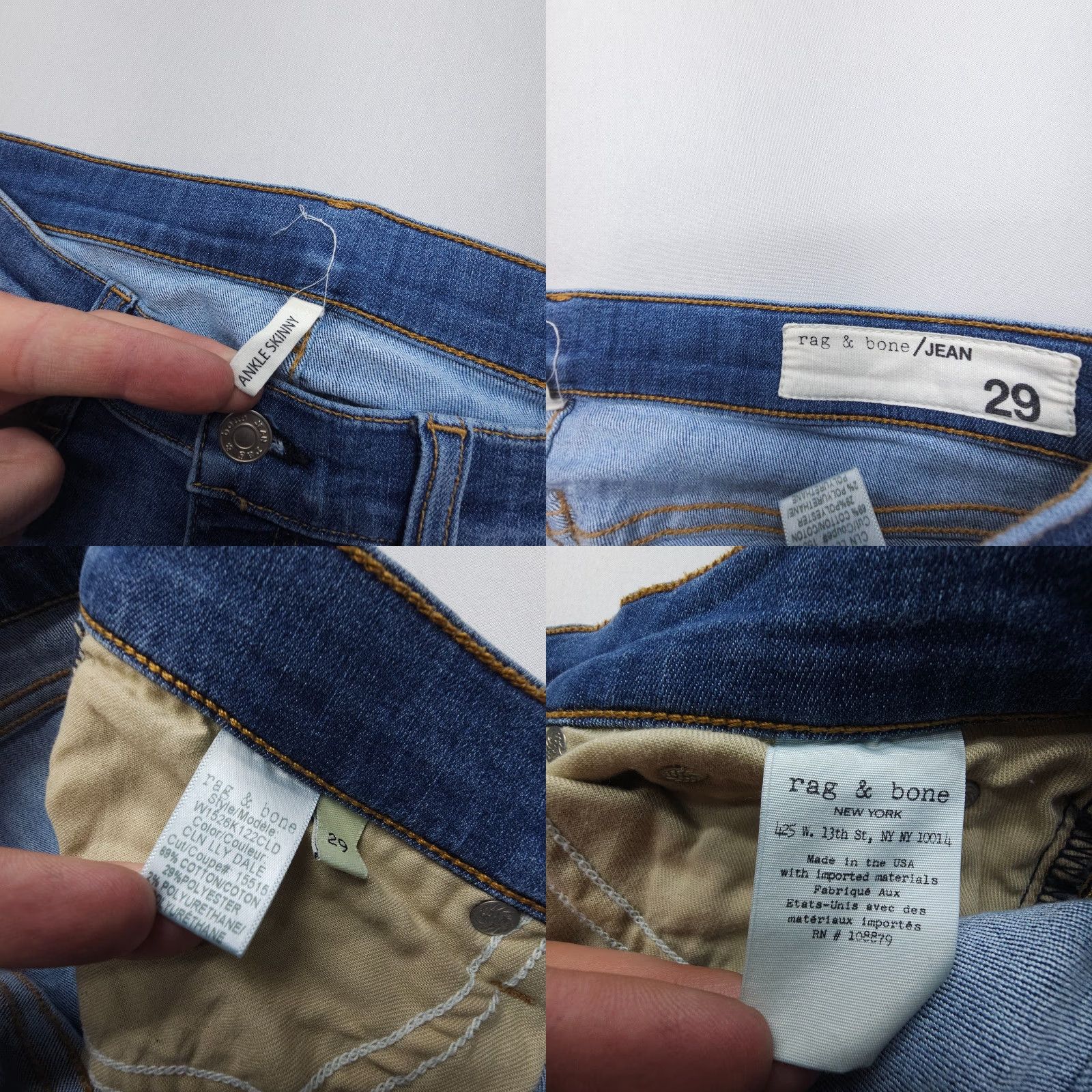 Rag & Bone rag & bone Jeans Skinny 5-Pocket Blue Low Rise 27" Inseam Size 29 Women United States Size 29" - 8 Thumbnail
