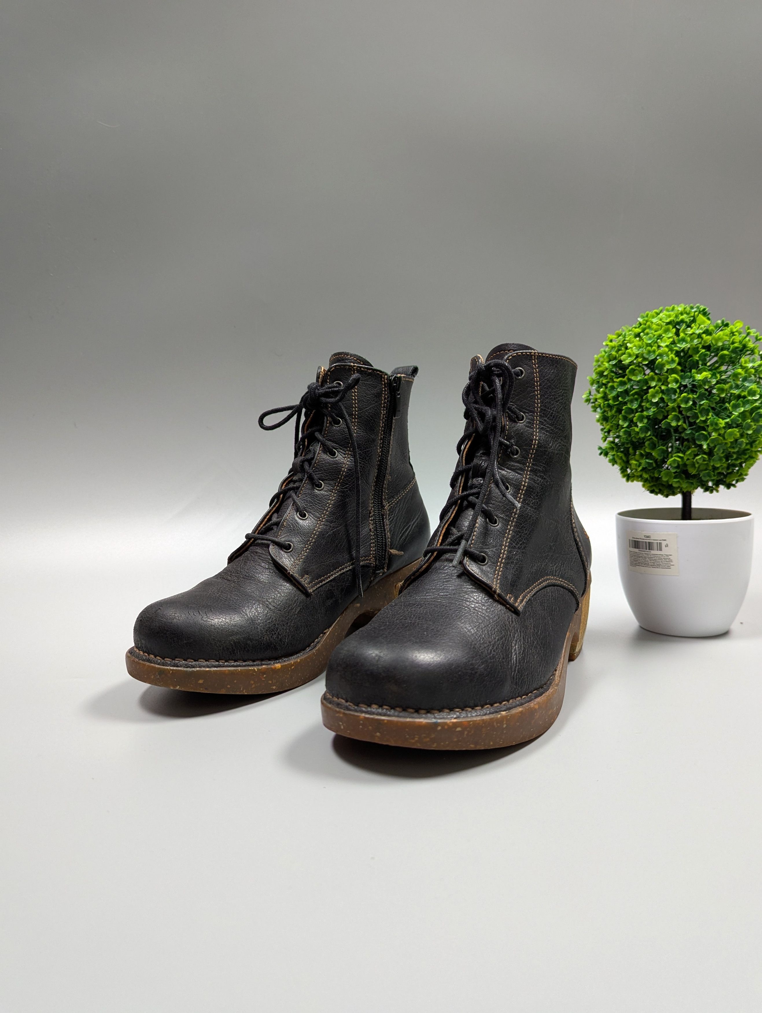 Other THE ART Vintage Women's Leather Brown Heeled Boots Size US 8 / IT 38 - 3 Thumbnail