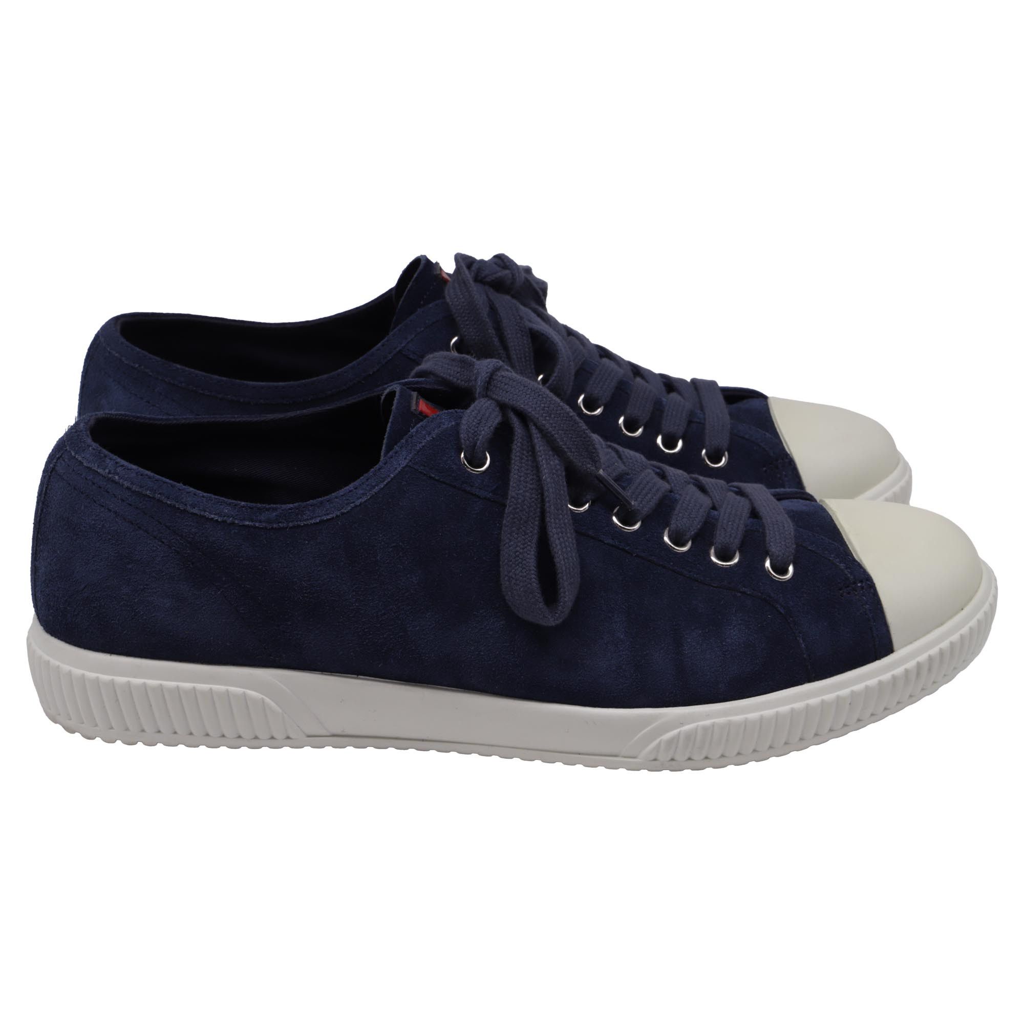 Prada Prada Sport Cap-Toe Low-Top Sneakers in Nay Blue Suede Size US 8 / EU 41 - 1 Thumbnail