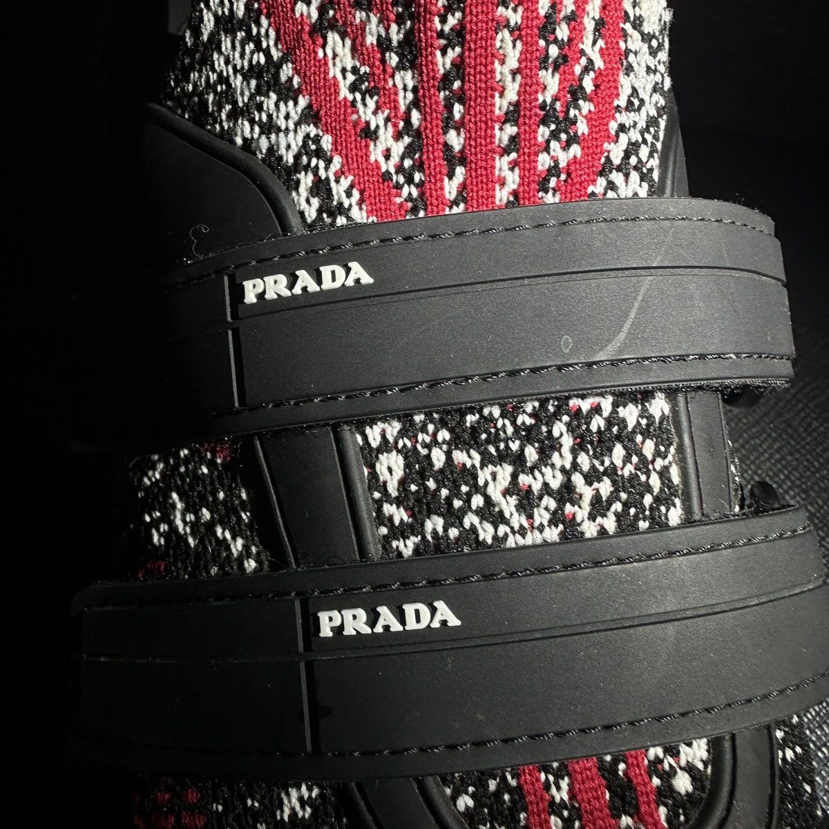 Prada PRADA Crossection Slip-On Knit Red/Black/Grey, Size 10.5 Size US 10.5 / EU 43-44 - 23 Thumbnail