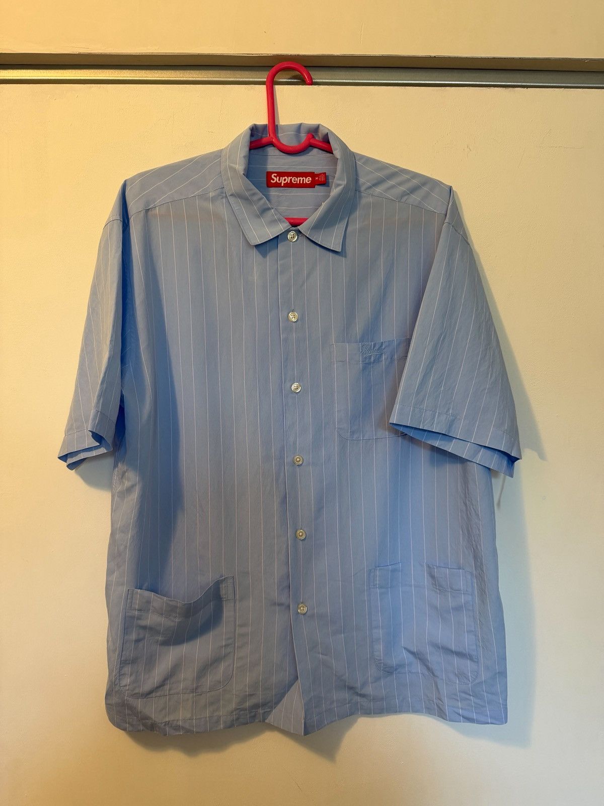 Supreme Supreme Short-Sleeve Pajama Shirt Light Blue Striped SS25 Size US M / EU 48-50 / 2 - 2 Thumbnail