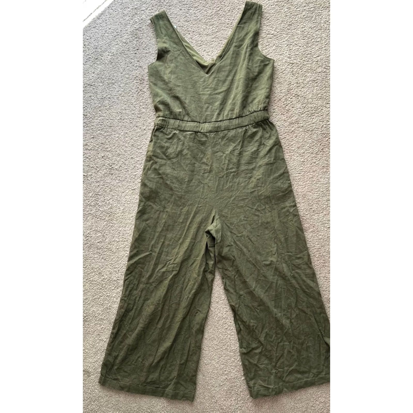 Vintage For Cynthia Romper Womens Large NWT Green Linen Blend Sleeveless Jumper Size L / US 10 / IT 46 - 2 Thumbnail