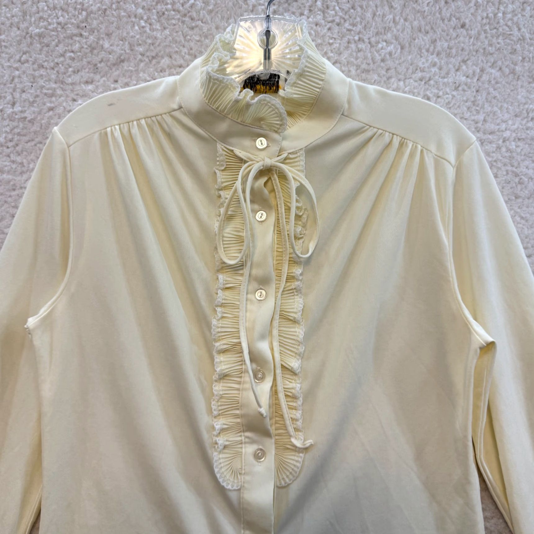 Vintage VINTAGE High Neck Button Up Top Blouse M Ivory Cream Edwardian Victorian Shirt Womens Size M / US 6-8 / IT 42-44 - 3 Thumbnail