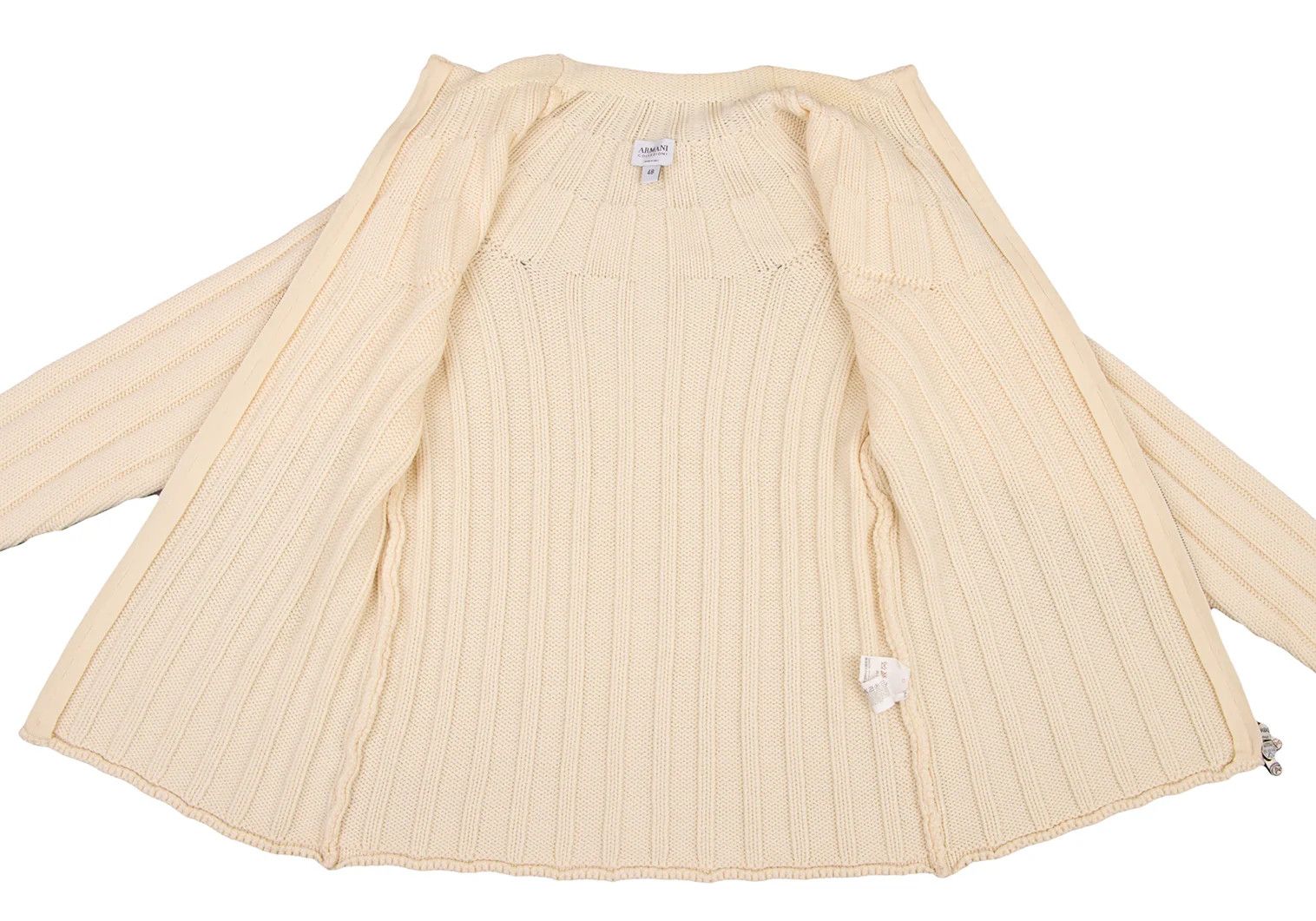 Armani Collezioni Wool Knit Zip Jacket in Beige Size 48 Size US XXS / EU 40 - 13 Thumbnail