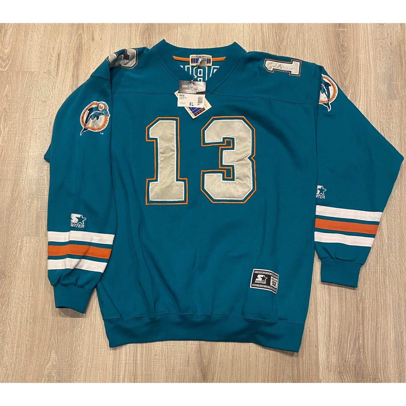 image of NWT Dan Marino Miami Dolphins Starter Jersey Sweatshirt XL in Green, Men's