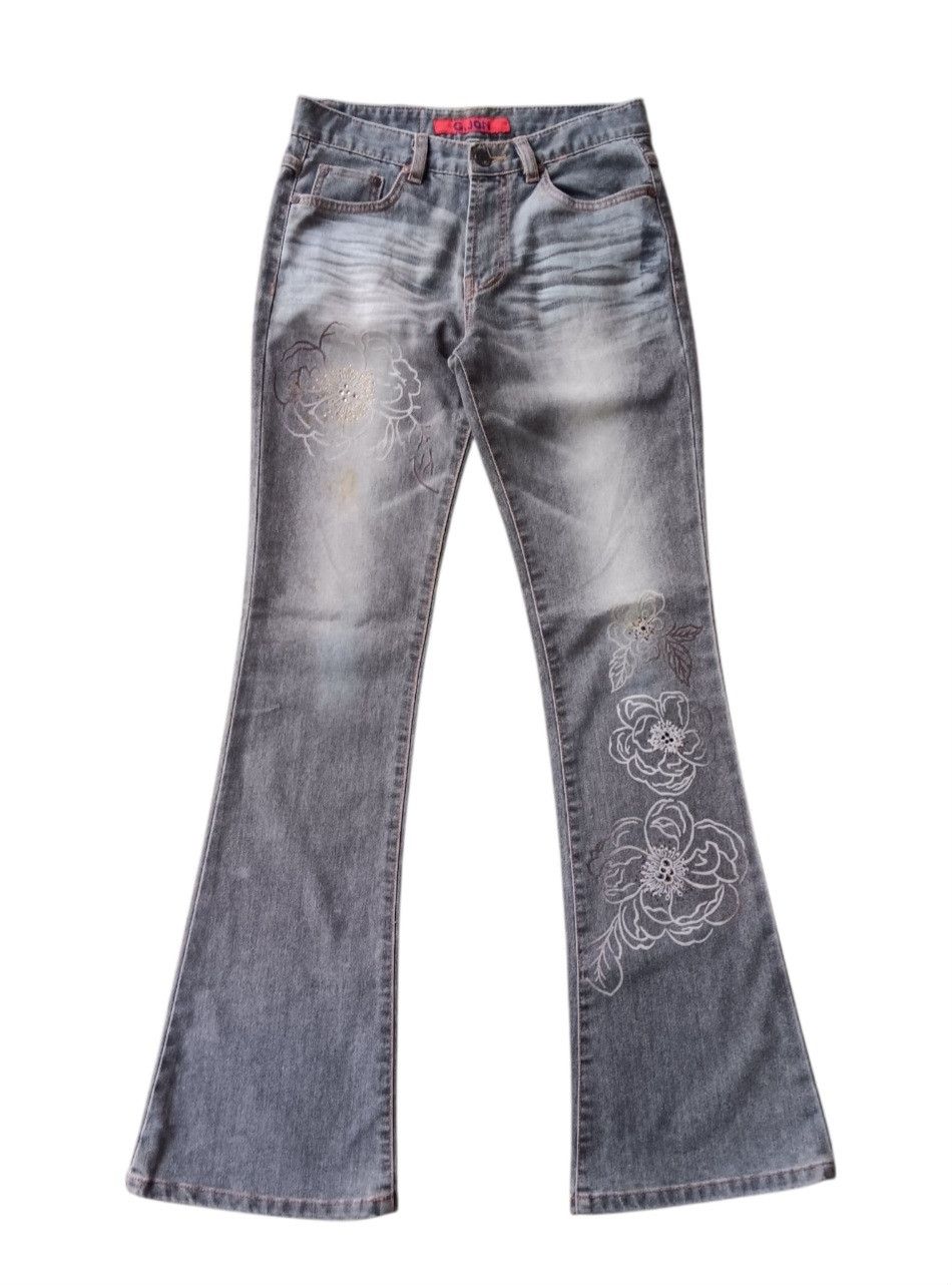 Japanese Brand G.jon flare flower tattoo jeans Size US 28 / EU 44 - 1 Thumbnail