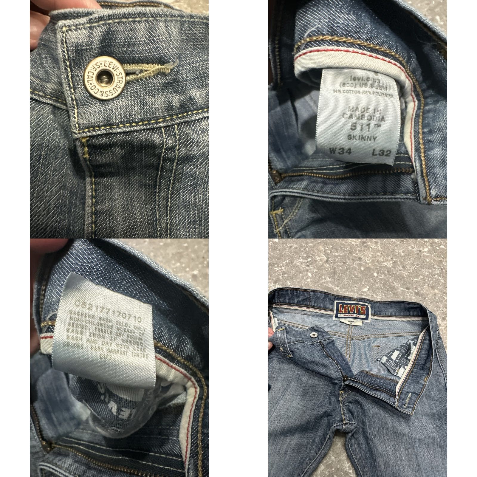 Denime Levi’s 511 Jeans Skinny Fit 34x32 Blue Wash Denim Cotton Blend Stretch Zip Pocket 5-Pocket Men Regular Size Type: Jeans Size US 34 / EU 50 - 9 Thumbnail