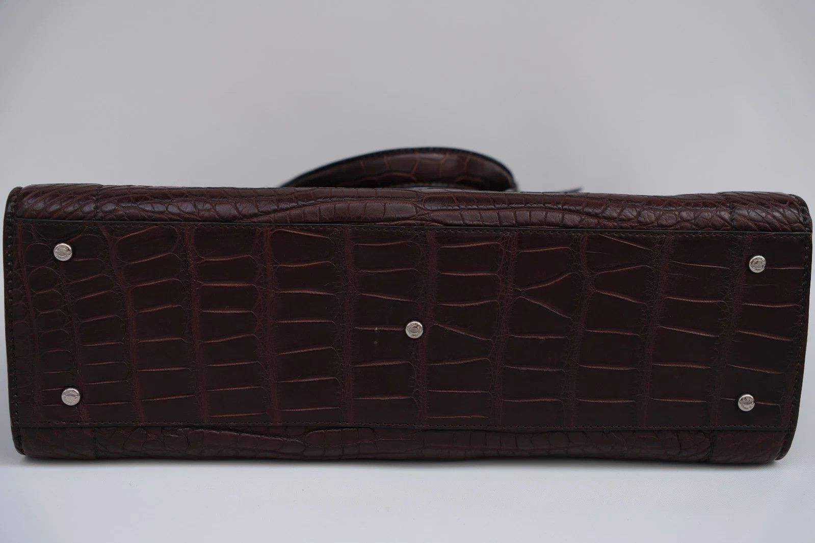 Testoni New A. Testoni Alligator Exotic Chocolate Brown Briefcase Size ONE SIZE - 5 Thumbnail