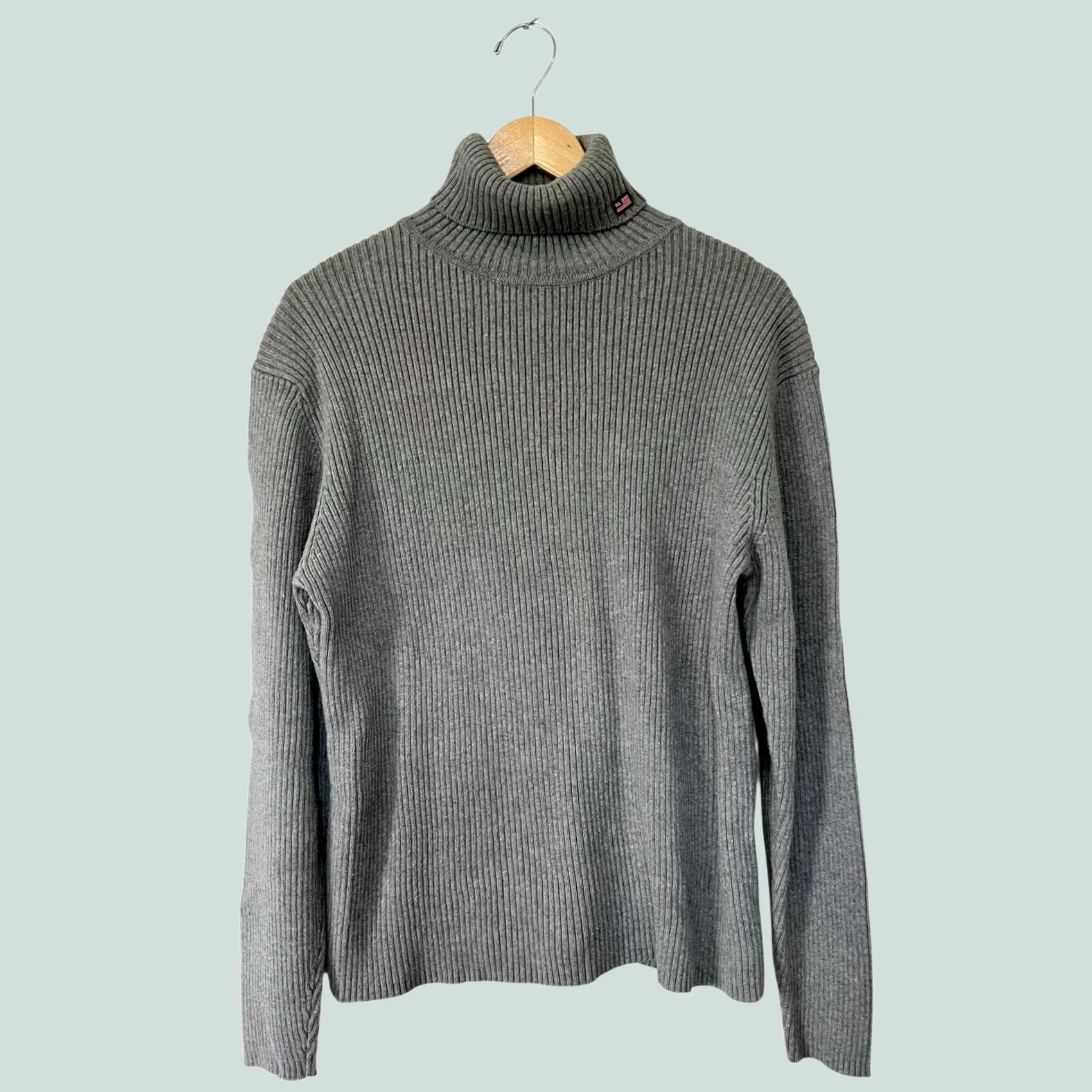 Ralph Lauren VINTAGE Polo Jeans Co. by Ralph Lauren Ribbed Turtleneck Women’s Grey Sweater Sz L Shirt Knit Pullover 90s Y2k Mens Womens Girls Boys Size L / US 10 / IT 46 - 1 Thumbnail