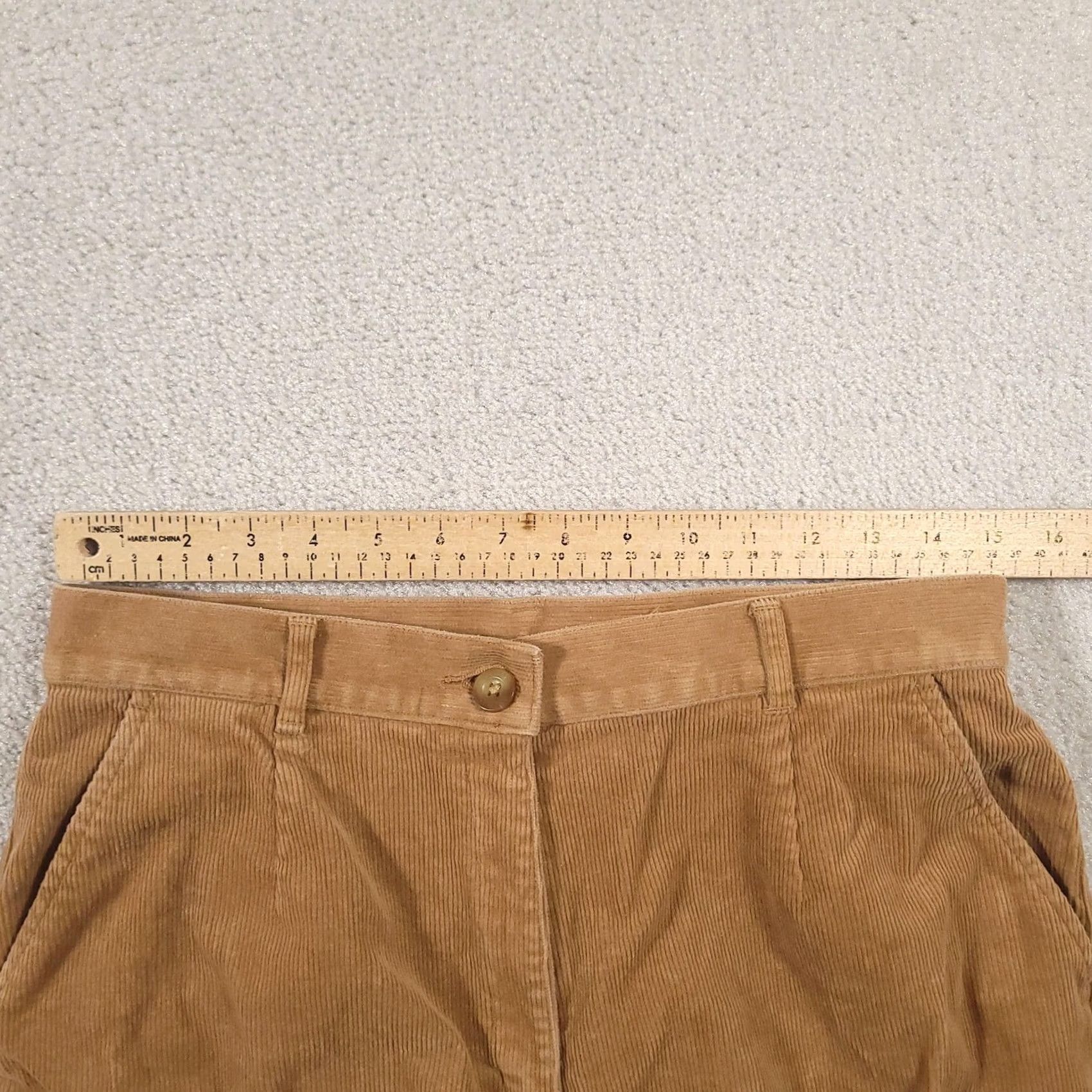Vintage L.L.Bean Pants Womens 12 Tall Corduroy Original Fit Stretch Brown Camel Tapered Inseam 31in Zip Back Pocket Women Mens Girls Size 34" / US 12 / IT 48 - 7 Thumbnail