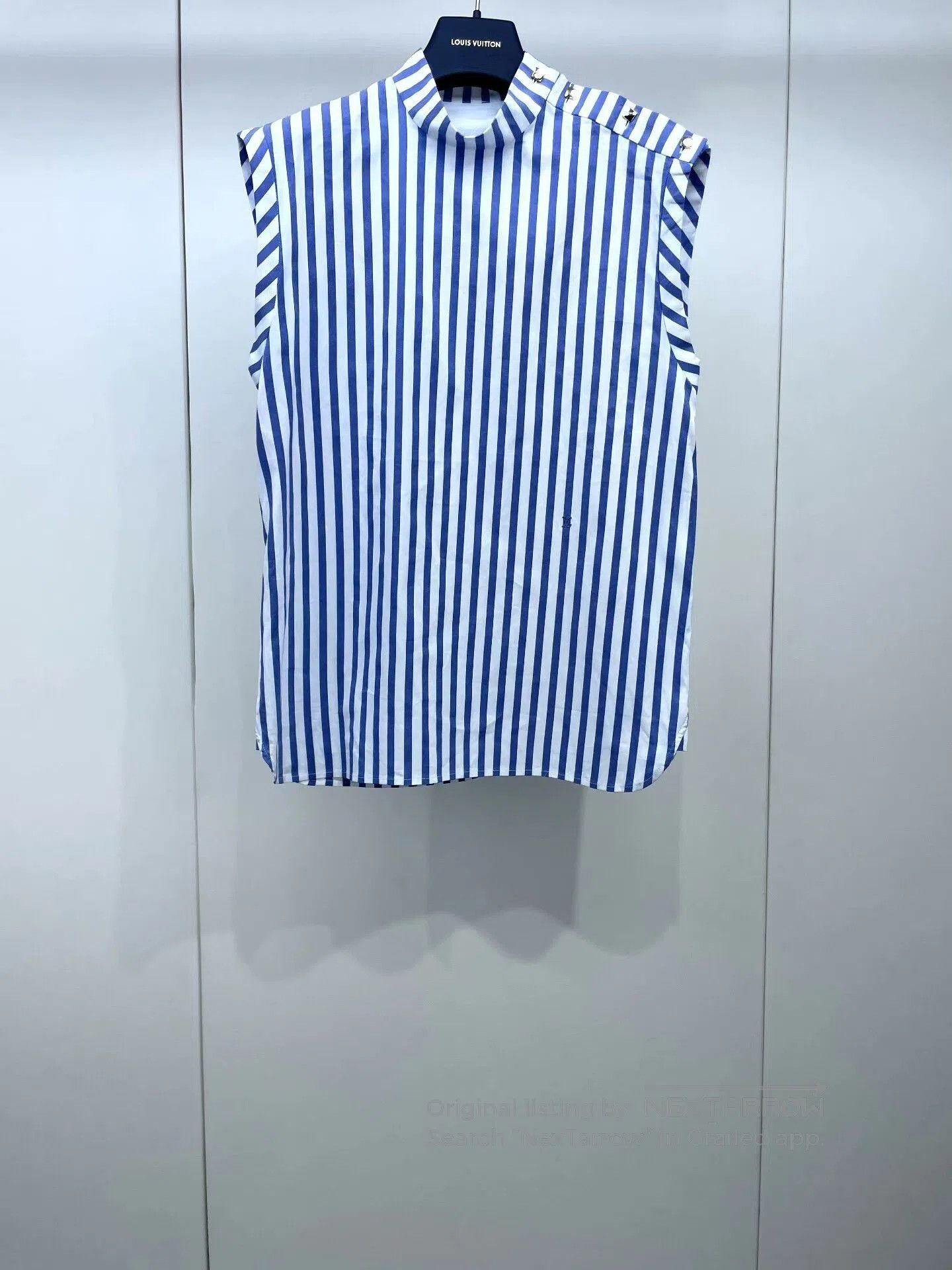 Louis Vuitton LV Blue White Stripe Sleeveless Top. Size M / US 6-8 / IT 42-44 - 1 Thumbnail