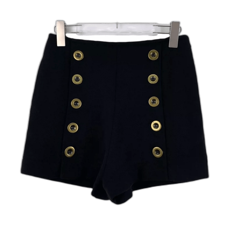 Chloe Chloe Black Double-Breasted Wool Shorts Size 36" / US 14 / IT 50 - 1 Thumbnail