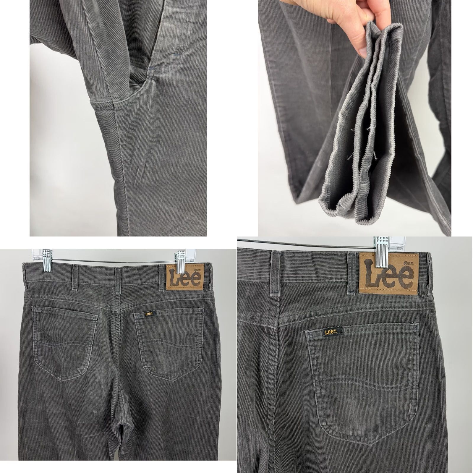Lee VINTAGE Lee Corduroy Pants Mens 33 33x32 ACTUAL Charcoal Gray Straight Leg 80s Size US 33 - 8 Thumbnail
