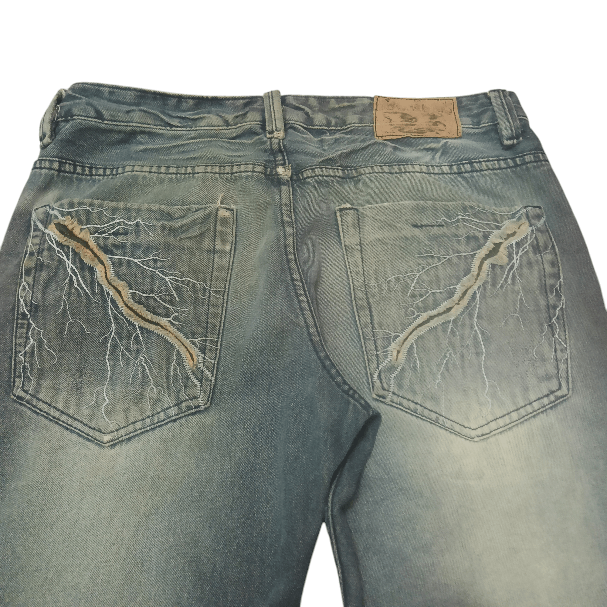 If Six Was Nine Vtg Dowkedow japanese flare jeans Rare Lighting Bolt Design Size US 32 / EU 48 - 14 Thumbnail