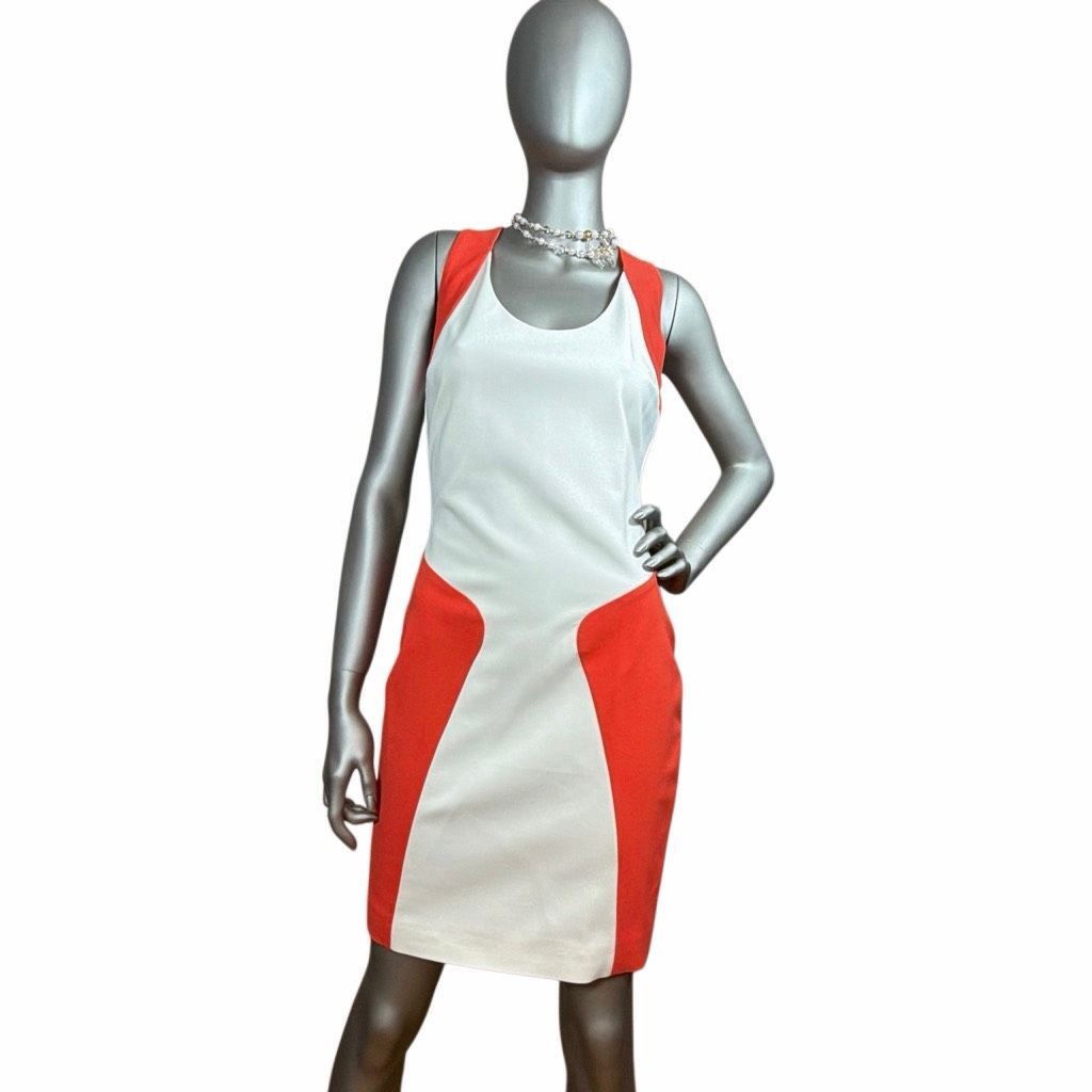 MSGM NWT MSGM Colorblock Bodycon Dress White Orange Sleeveless Italy 4 / 6 (068) Size M / US 6-8 / IT 42-44 - 1 Thumbnail