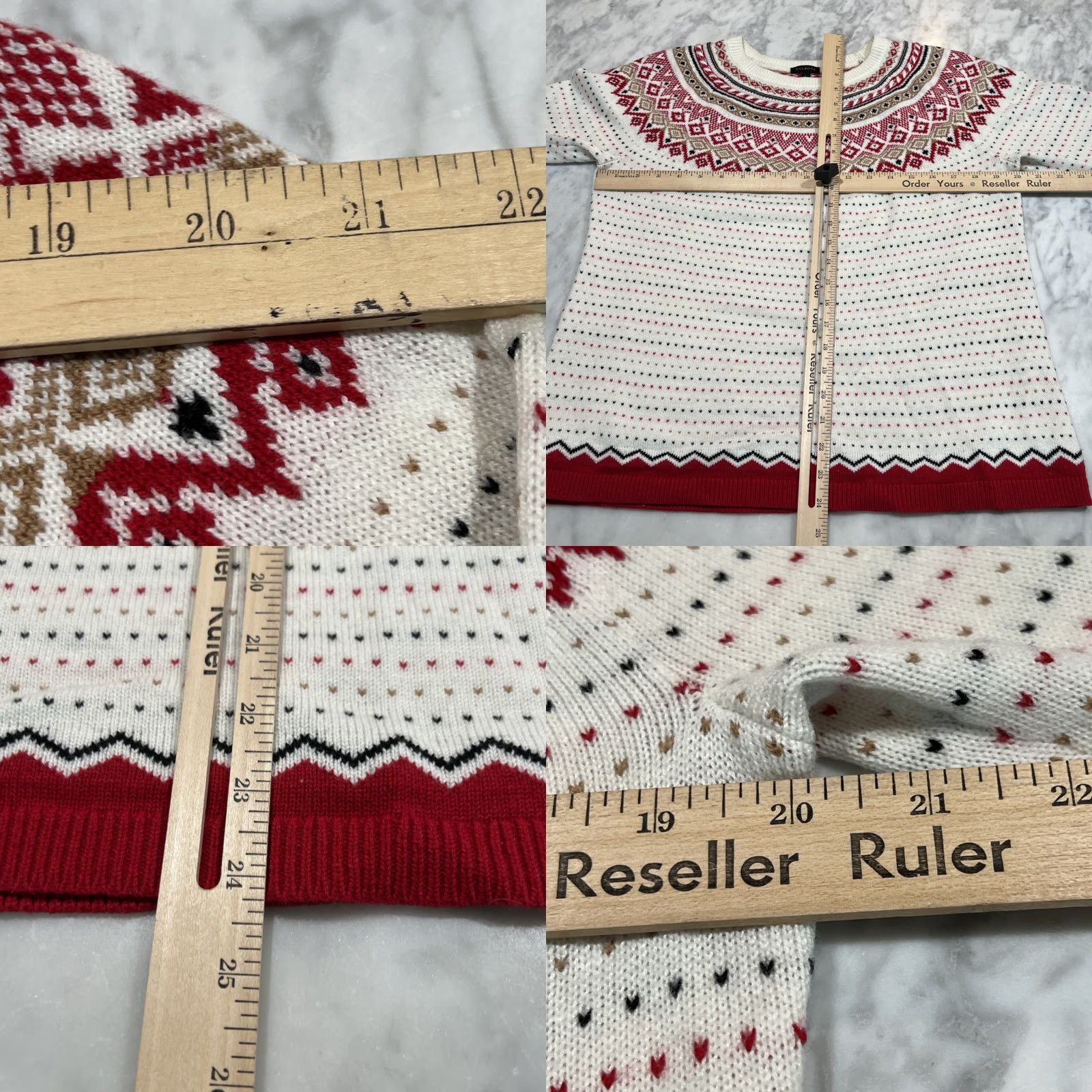 Talbots Talbots Fair Isle Crew Neck Lamb Wool Knit Sweater Large Red Cream & Black Shirt Womens L Multicolor Holiday Preppy Casual Knit Pullover Size L / US 10 / IT 46 - 8 Thumbnail