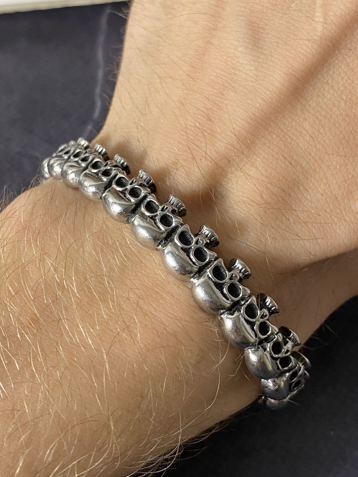 Jewelry Punk Rock Jewelry Set: Skull Bracelet & Rings Size ONE SIZE - 6 Thumbnail