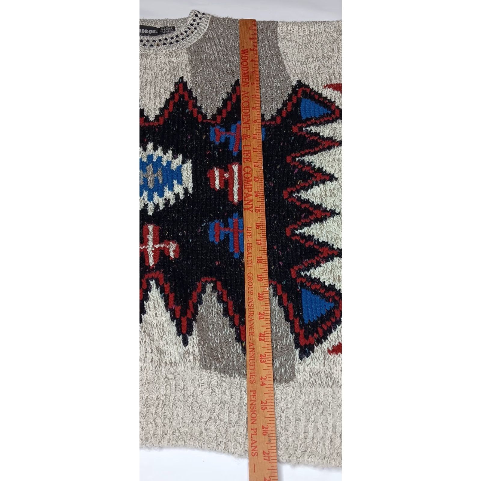McGregor VINTAGE McGregor Sweater XL Crew Neck Pullover Southwest Geometric Knit 1990s Autumn Winter Mens Regular Gray/Tan/Natural Size US XL / EU 56 / 4 - 5 Thumbnail