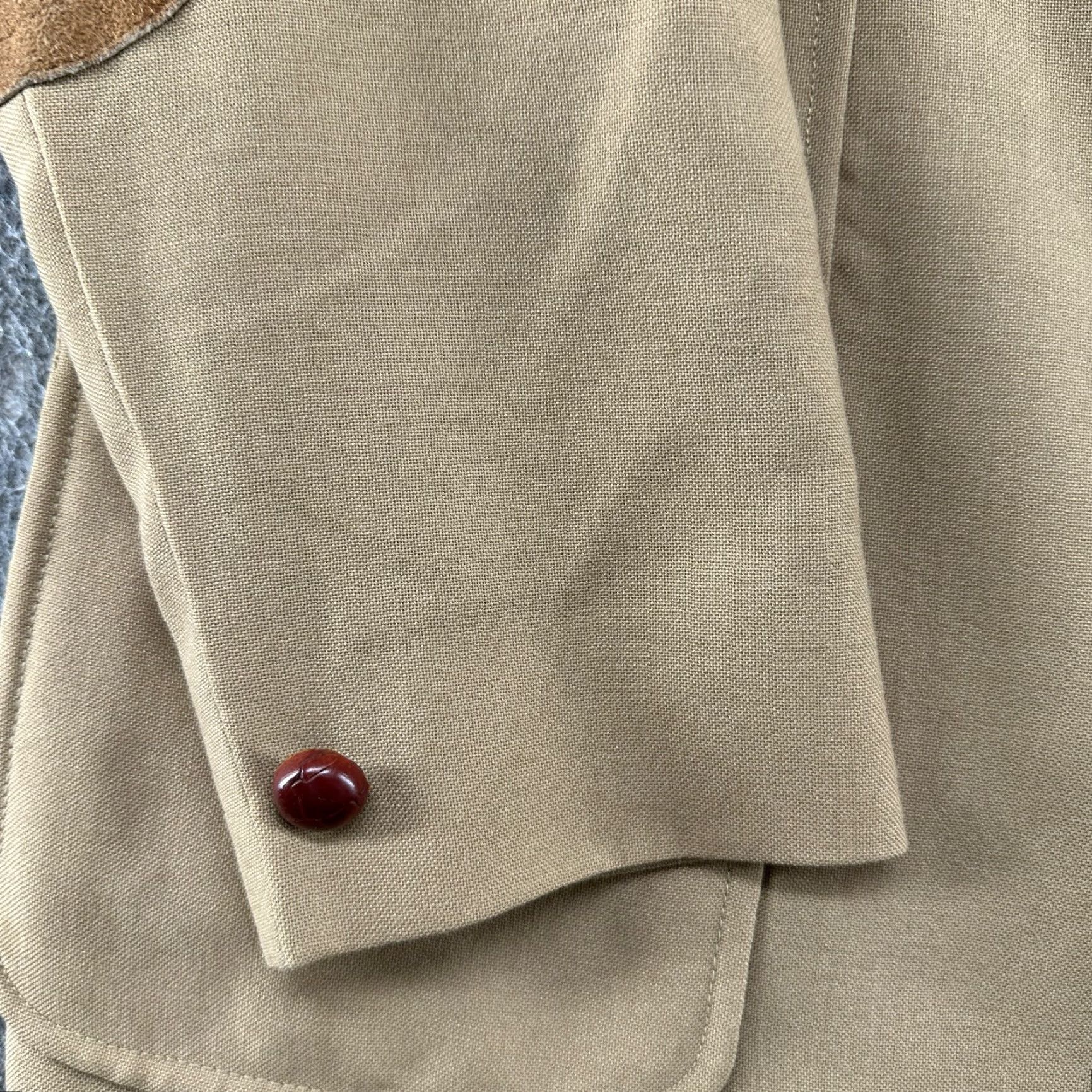 Eddie Bauer VINTAGE Eddie Bauer Jacket Mens 40L Long Beige Brown Blazer Sport Coat Leather Suede Overcoat Western Outdoor 70s Mens Size 40R - 4 Thumbnail