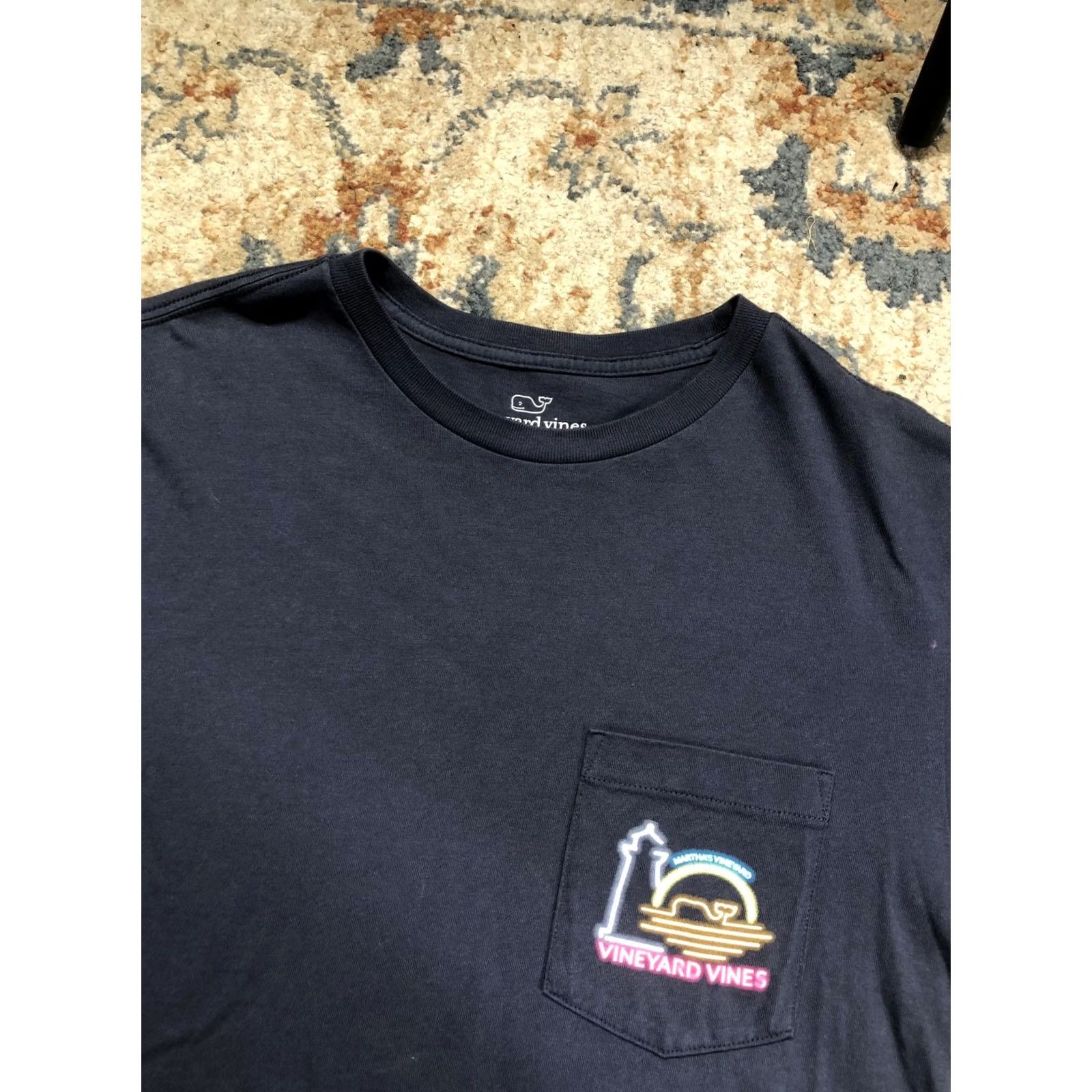 Vineyard Vines Vineyard Vines Shirt Mens Small Blue Pocket Martha's Vineyard Neon Graphic Tee Size US S / EU 44-46 / 1 - 6 Thumbnail