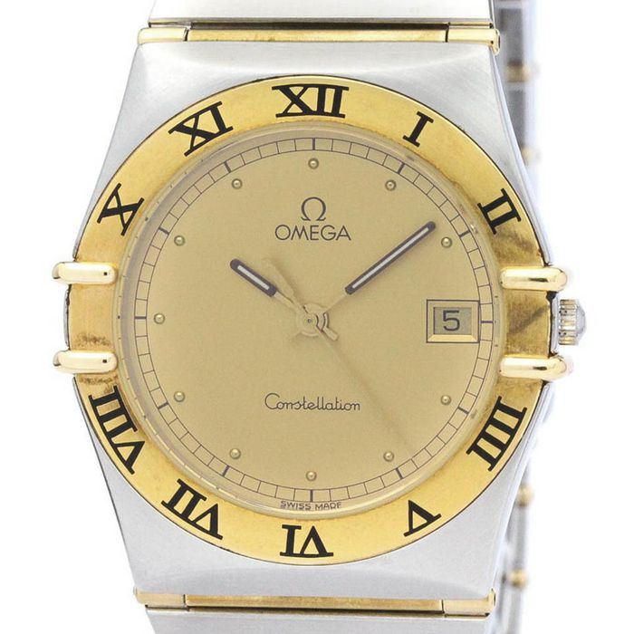 Omega Polished OMEGA Constellation 18K Gold Steel Quartz Mens Watch 396 ...