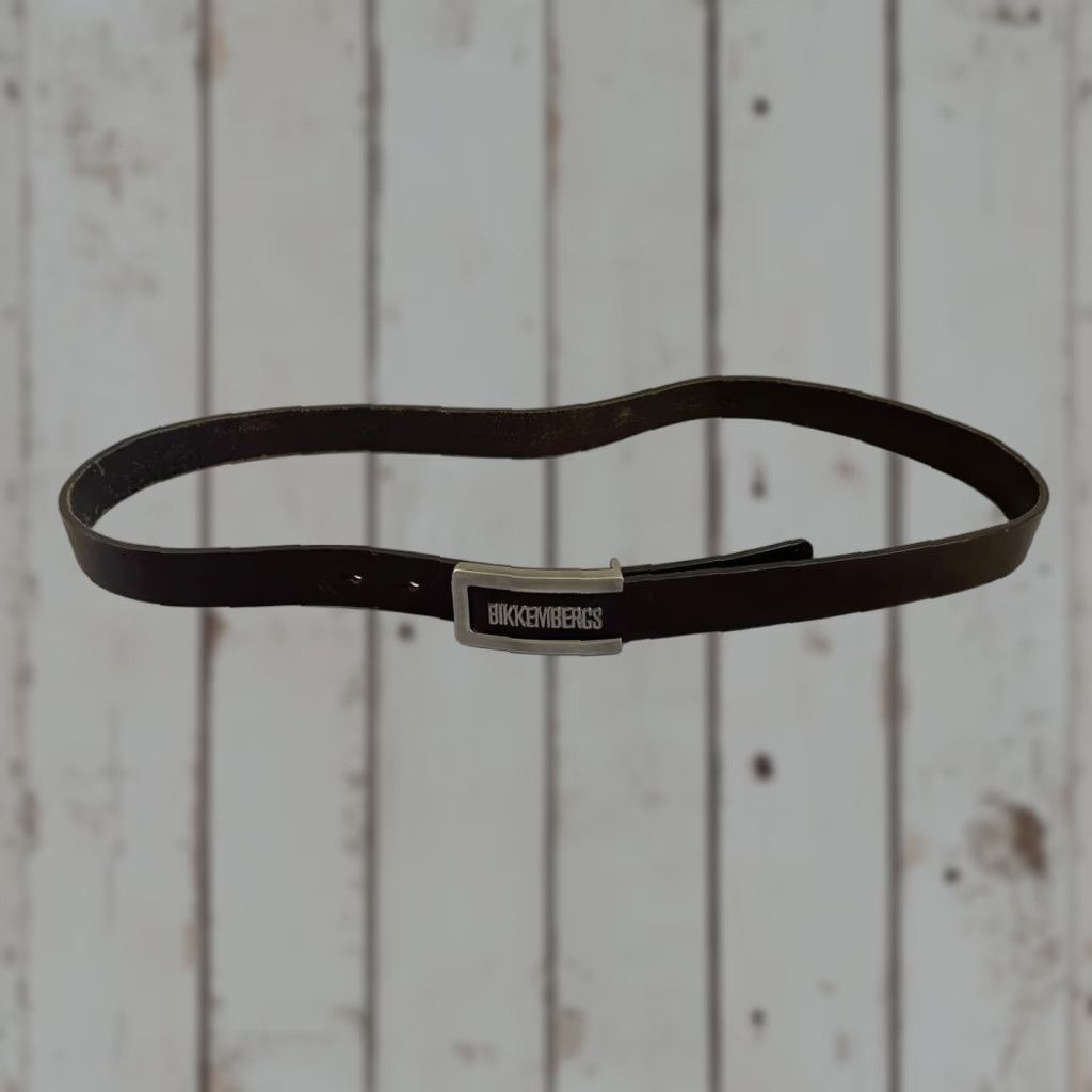 Vintage Bikkembergs Belt Mens Casual Logo Brown Cow skin Buckle Adjustable - One Size, Brass Hardware, Classic Modern Work Belt Size ONE SIZE - 1 Thumbnail