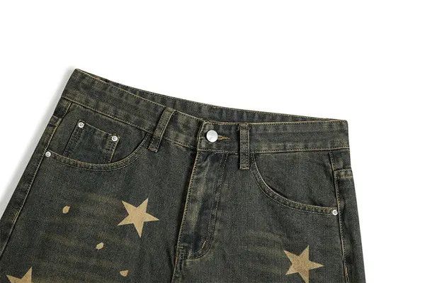 Japanese Brand Kanako x Gotou #30 Denim Short Star Printed Streetwear Size US 31 - 8 Thumbnail