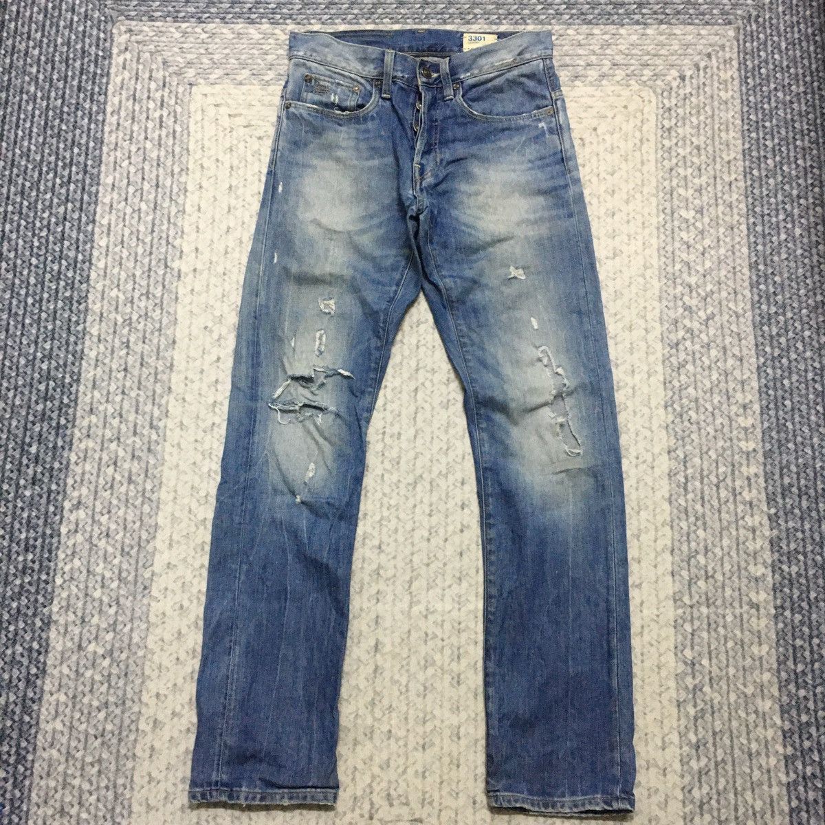 G-Star Distressed 3301 Raw Denim By G-Star Size US 29 - 1 Thumbnail