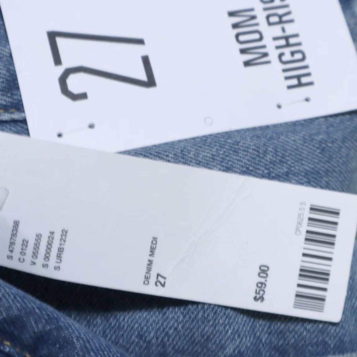 Bdg BDG Mom High Rise Cotton Denim Jeans Pants Blue Women's 27 Size 27" / US 4 / IT 40 - 6 Thumbnail