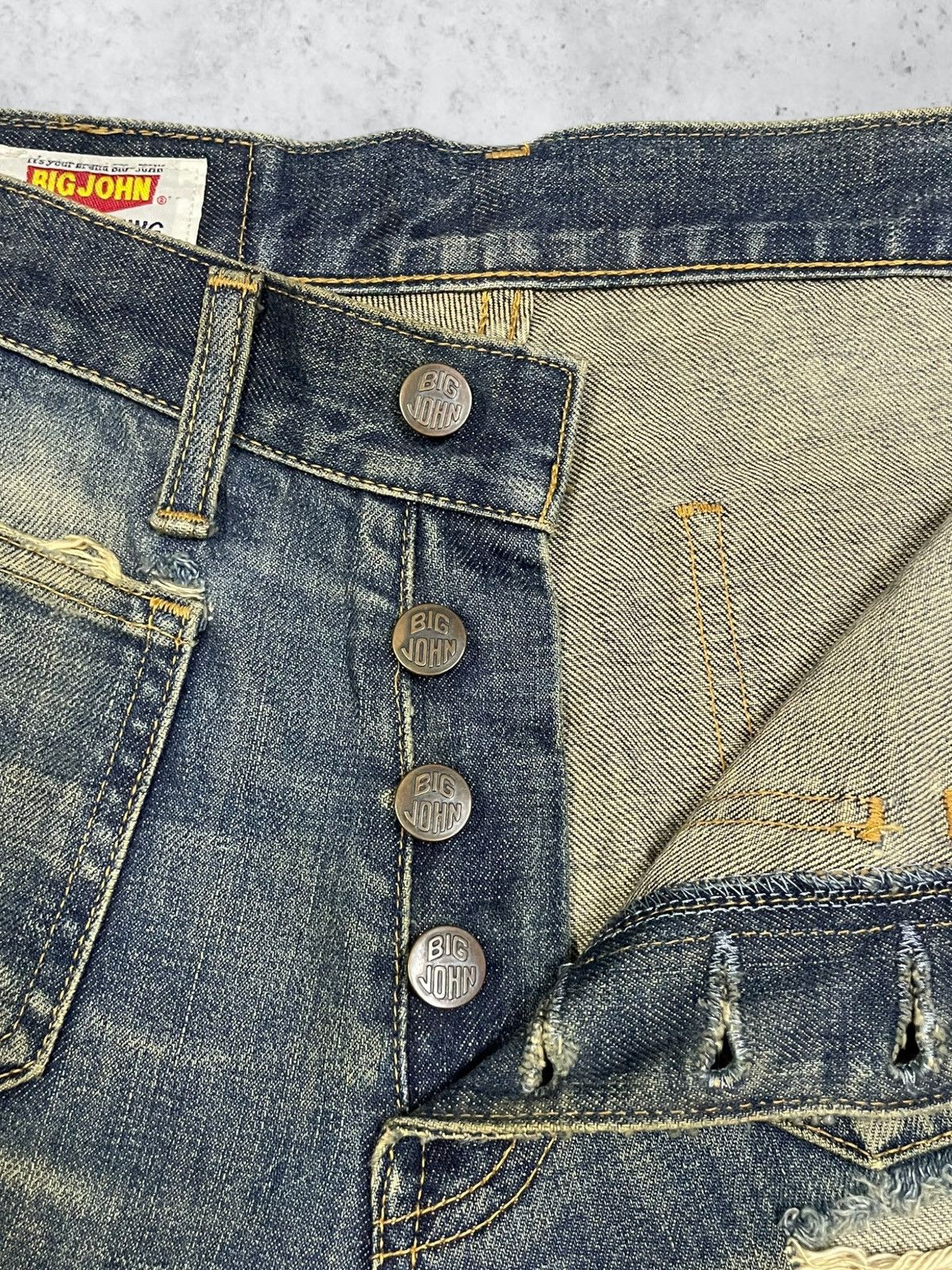 Big John Vintage Big John Distressed Mud Wash Flare Bush Button Jeans Size 30" / US 8 / IT 44 - 9 Thumbnail