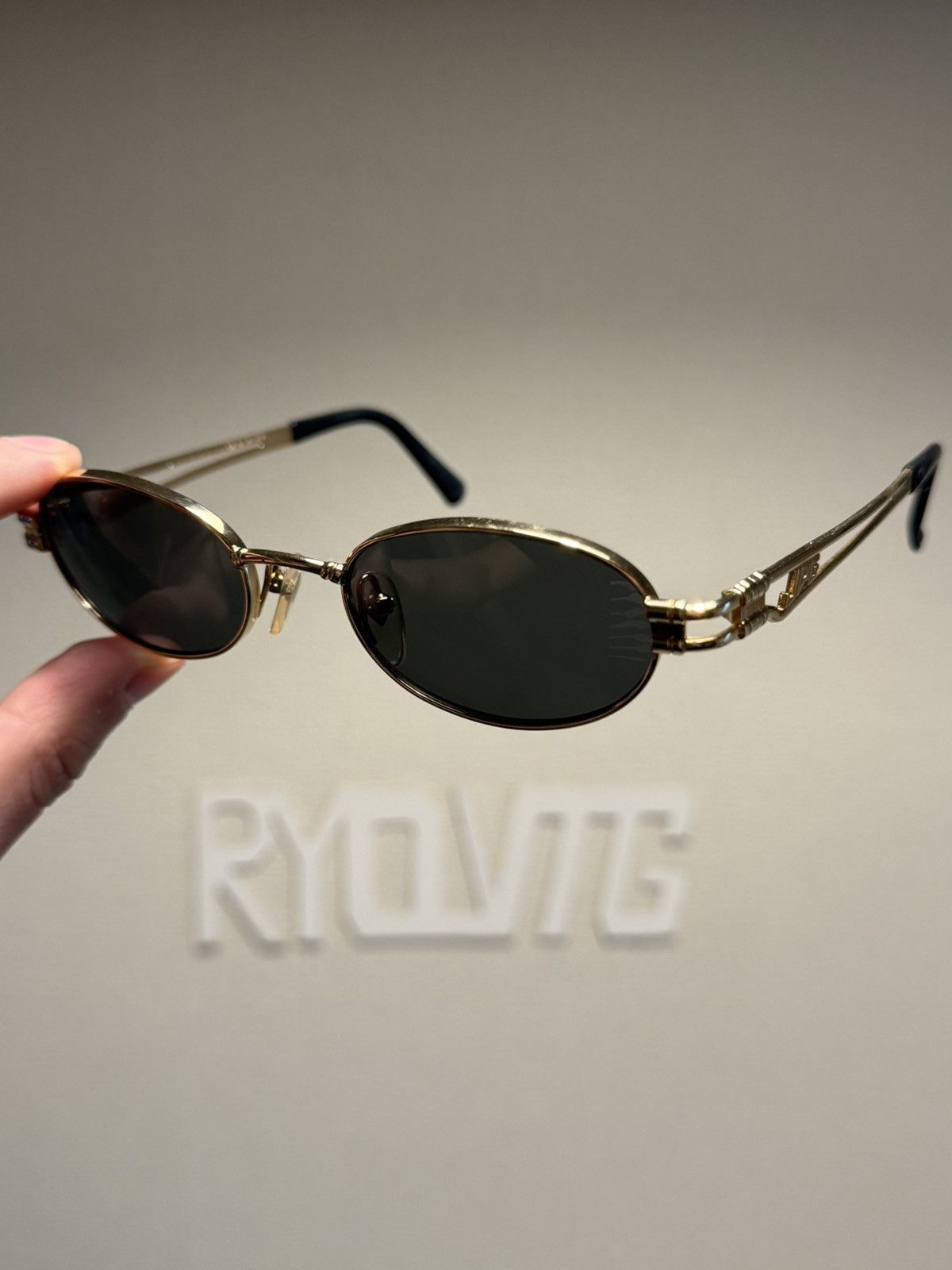 Jean Paul Gaultier Jean Paul Gaultier JPG Gold Double-Bar Oval Sunglasses Size ONE SIZE - 4 Thumbnail