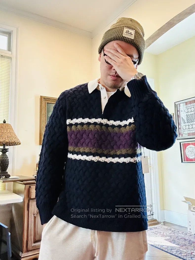 Aime Leon Dore Aime Leon Dore Chunky Retro Patchwork Collar Sweater Size US M / EU 48-50 / 2 - 2 Thumbnail